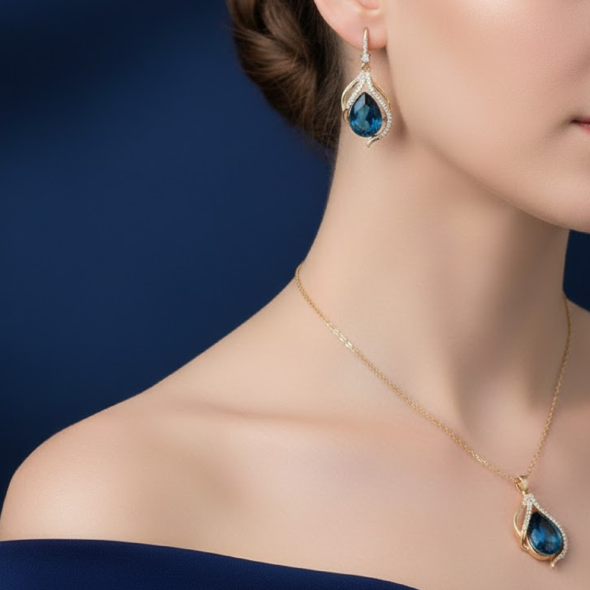 Aurora Rose Crystal Teardrop Jewelry Set - MH ELEGANCE - Aurora Rose Crystal Teardrop Jewelry Set - Pendant & Earring Set