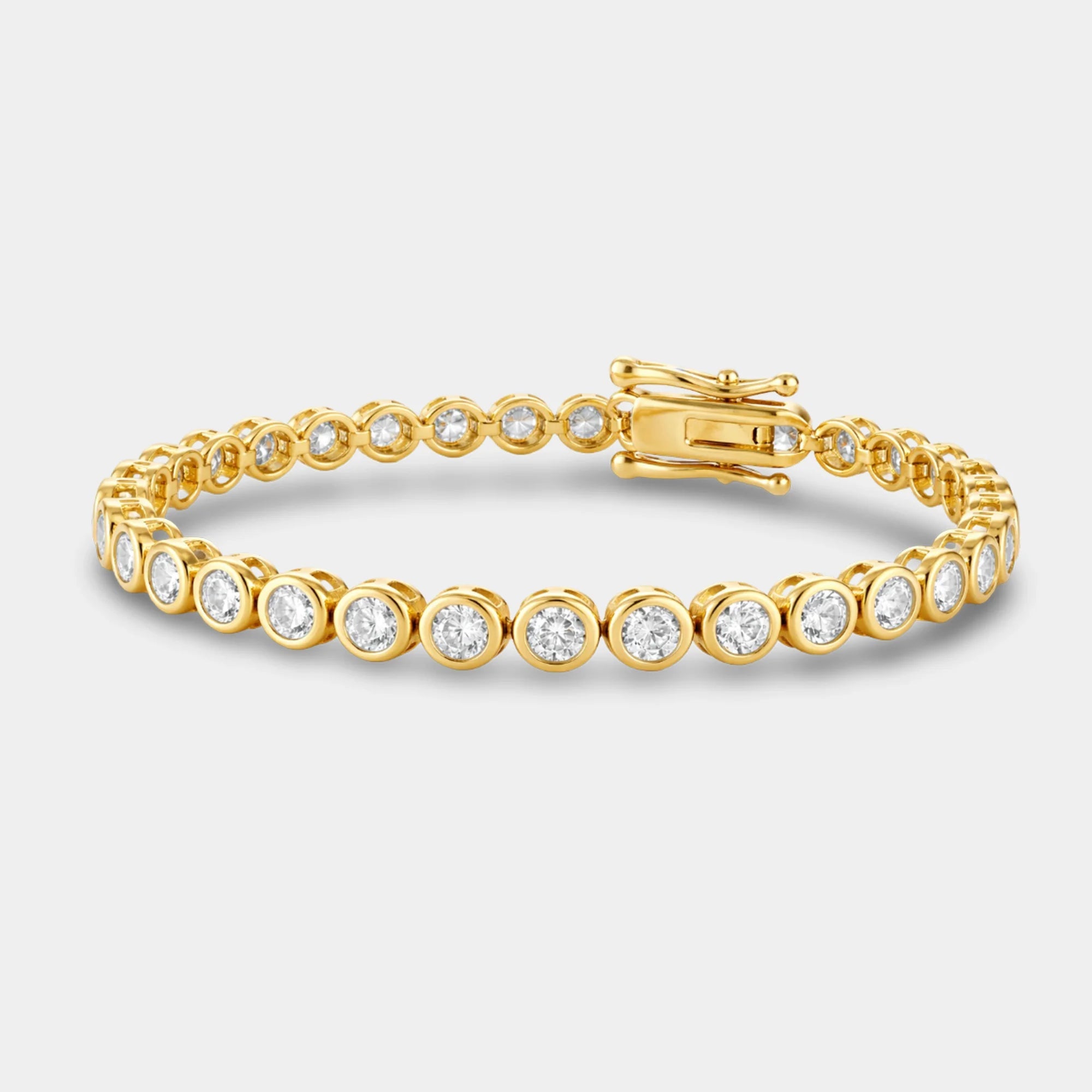 Bezel Set Round Cut Tennis Bracelet - MH ELEGANCE - Bezel Set Round Cut Tennis Bracelet -