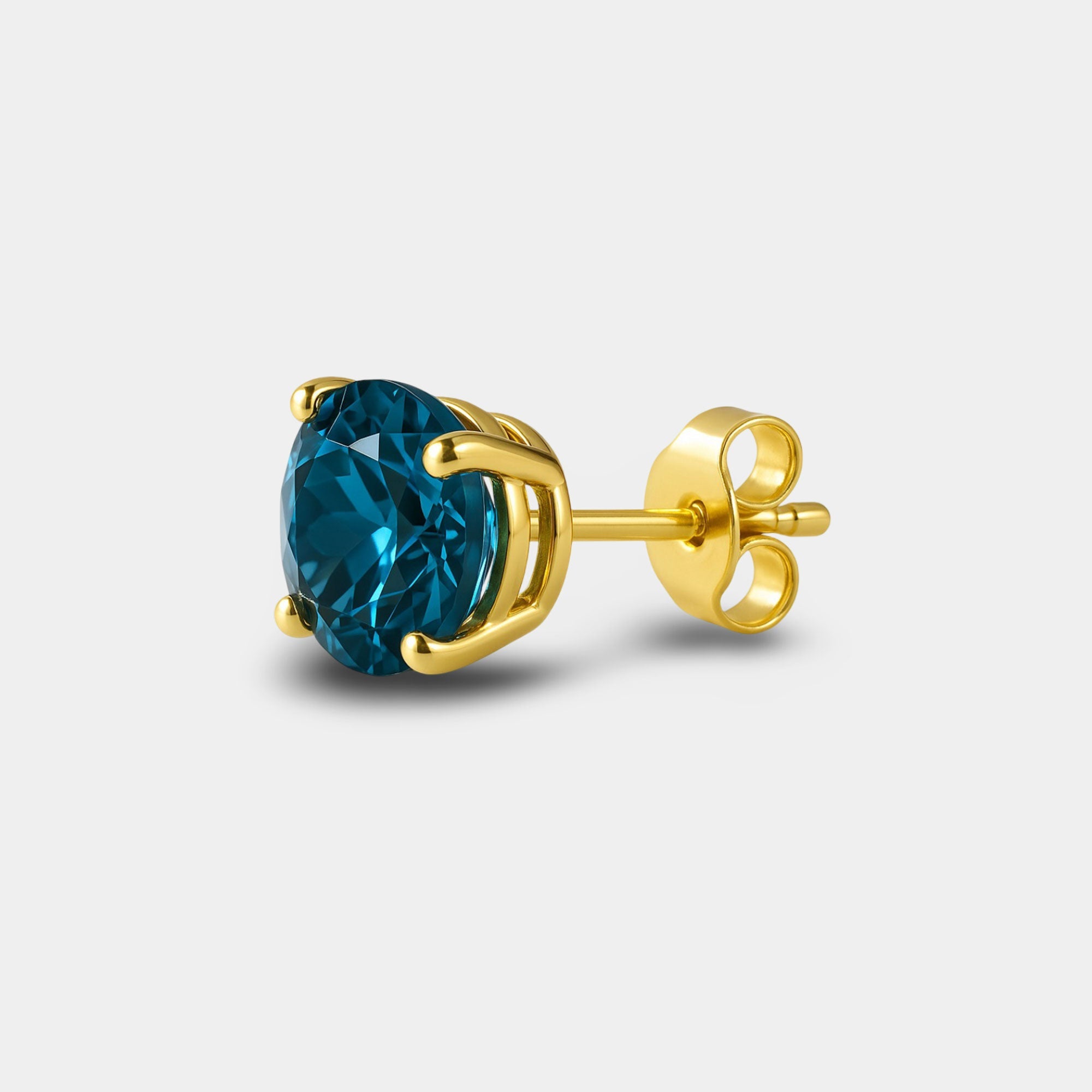Blue Topaz Stud Earrings - MH ELEGANCE - Blue Topaz Stud Earrings - MH ELEGANCE -