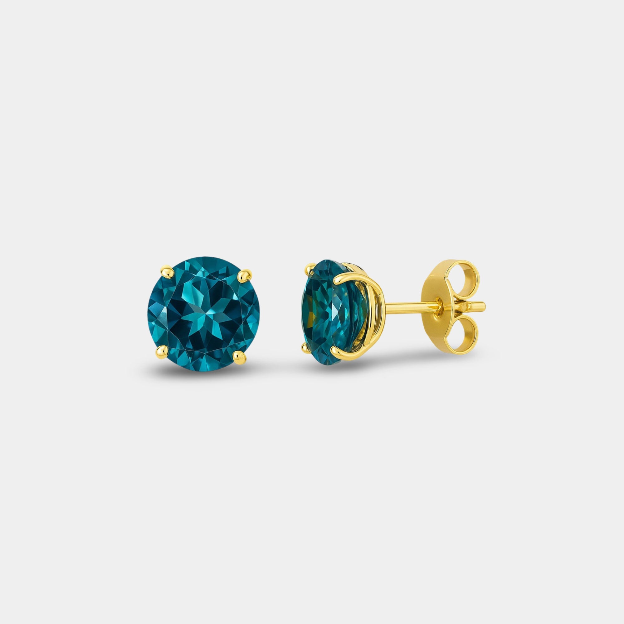 Blue Topaz Stud Earrings - MH ELEGANCE - Blue Topaz Stud Earrings - MH ELEGANCE -