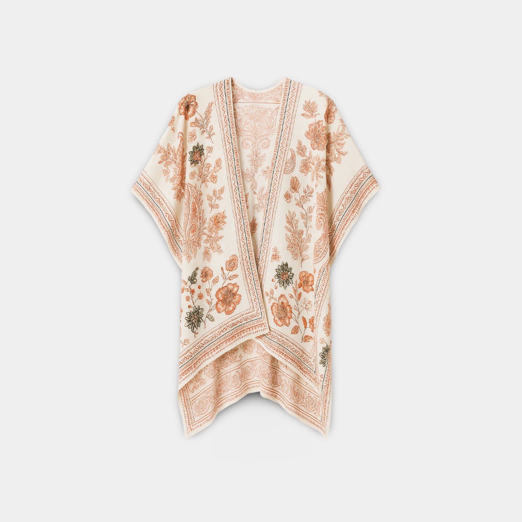 Boho floral Chiffon Long Kimono - MH ELEGANCE - Boho floral Chiffon Long Kimono -