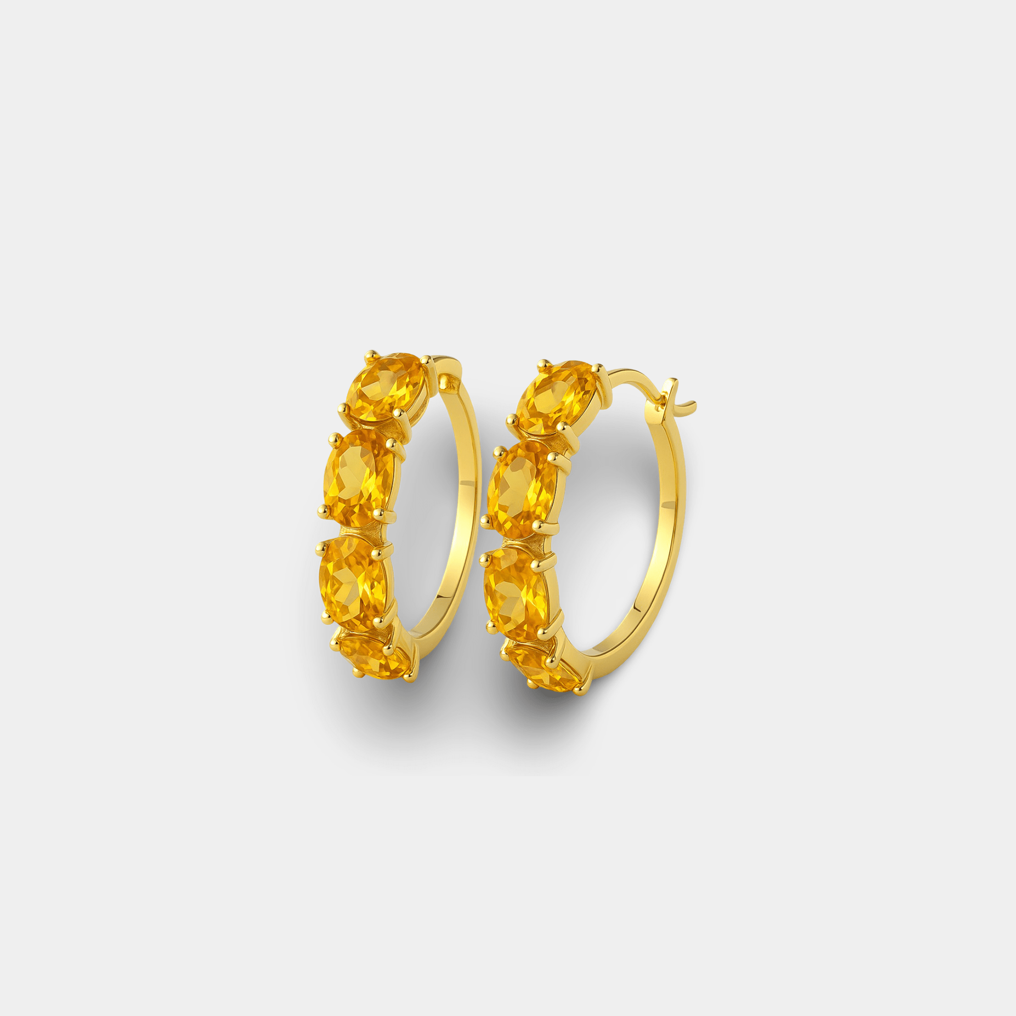 Citrine Hoop Earrings - MH ELEGANCE - Citrine Hoop Earrings - MH ELEGANCE -