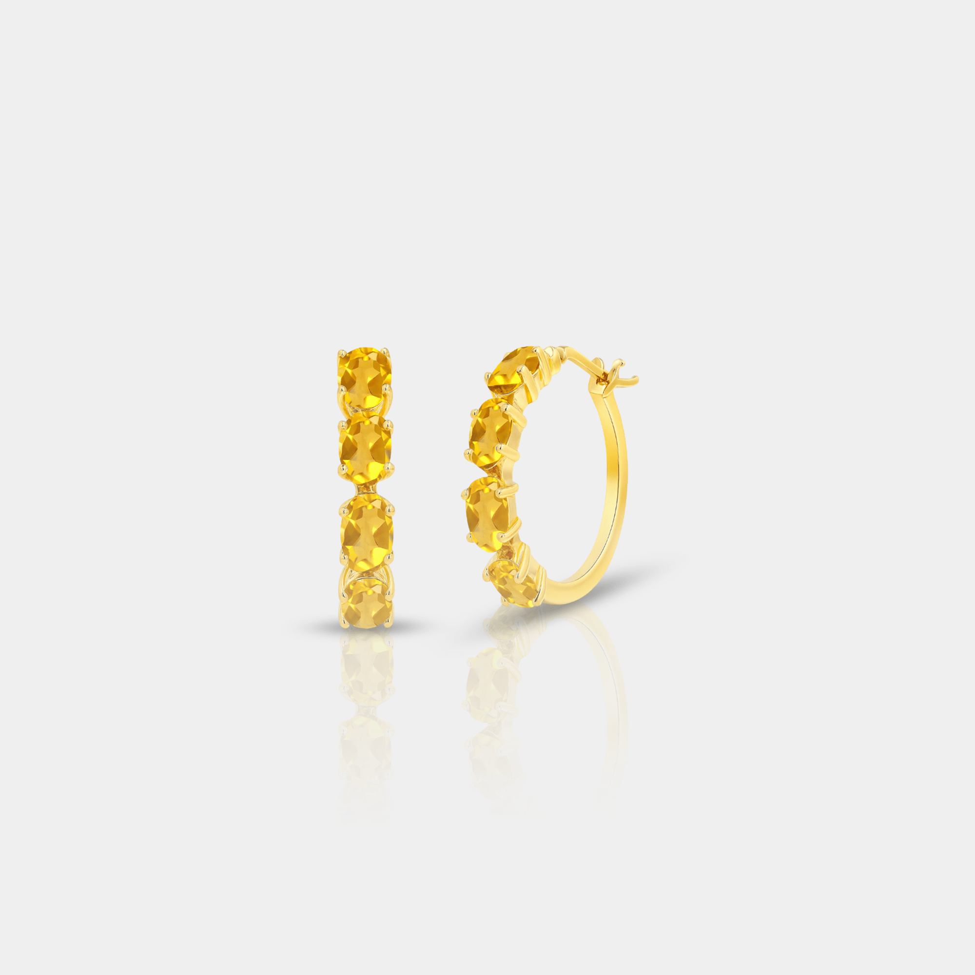 Citrine Hoop Earrings - MH ELEGANCE - Citrine Hoop Earrings - MH ELEGANCE -