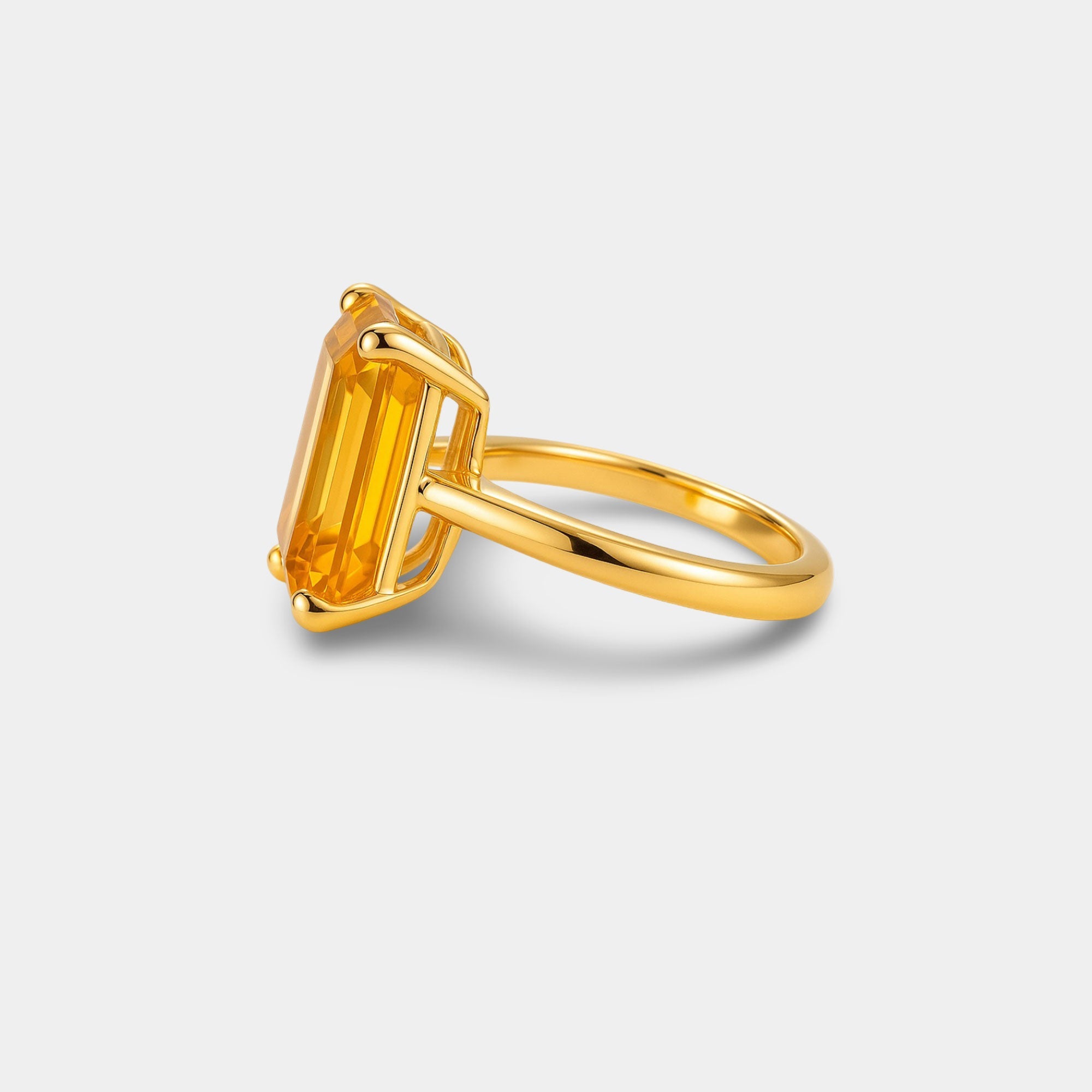 Citrine Solitaire Engagement Ring - MH ELEGANCE - Citrine Solitaire Engagement Ring - MH ELEGANCE -