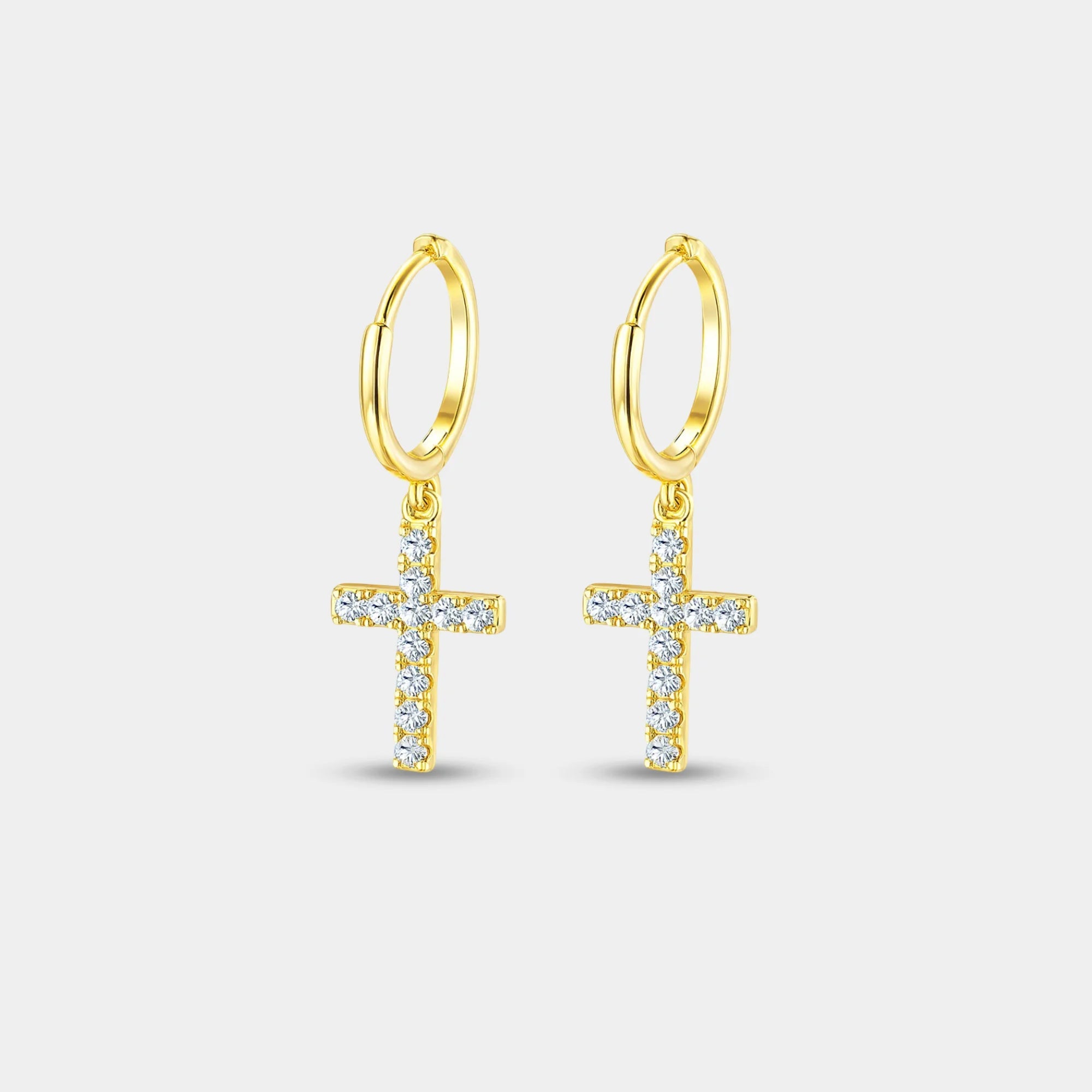 Cross Dangle Hoop Earrings - MH ELEGANCE - Cross Dangle Hoop Earrings -