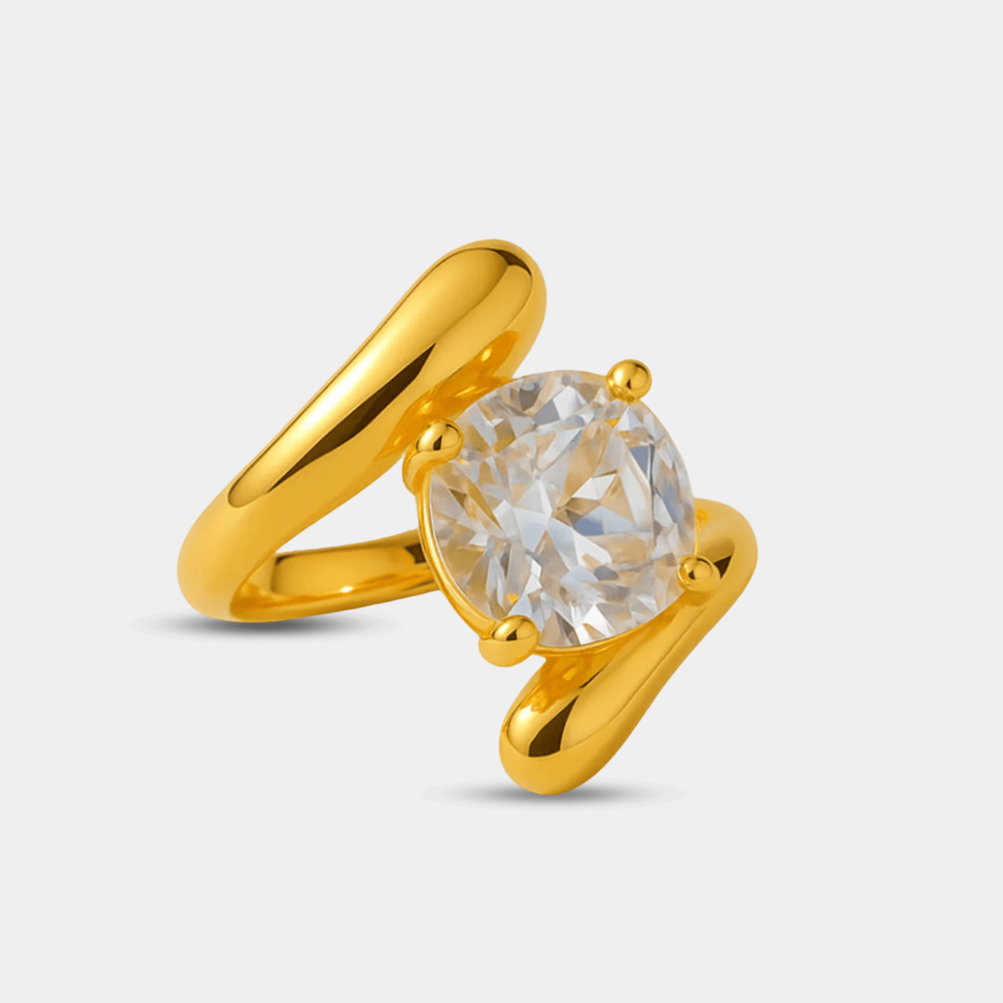 Cushion Cut Twist Ring | Cushion CZ Twisted Shank Ring | 14K Gold – MH ELEGANCE - MH ELEGANCE - Cushion Cut Twist Ring - MH ELEGANCE -