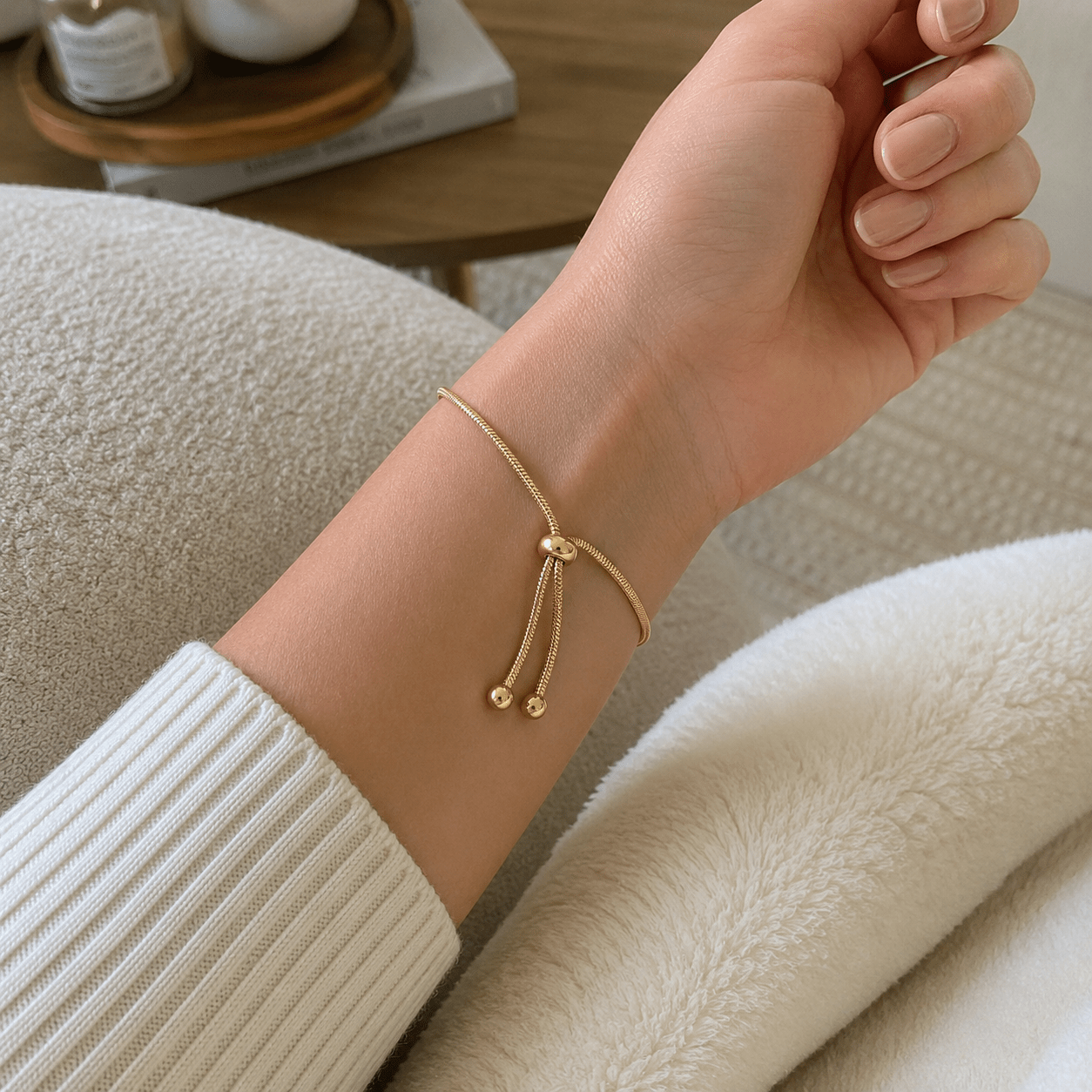 Dainty Gold Slider Bracelet | Adjustable Minimalist Luxury | Everyday Layering - MH ELEGANCE - Dainty Gold Slider Bracelet | Adjustable Minimalist Luxury | Everyday Layering - Bracelet