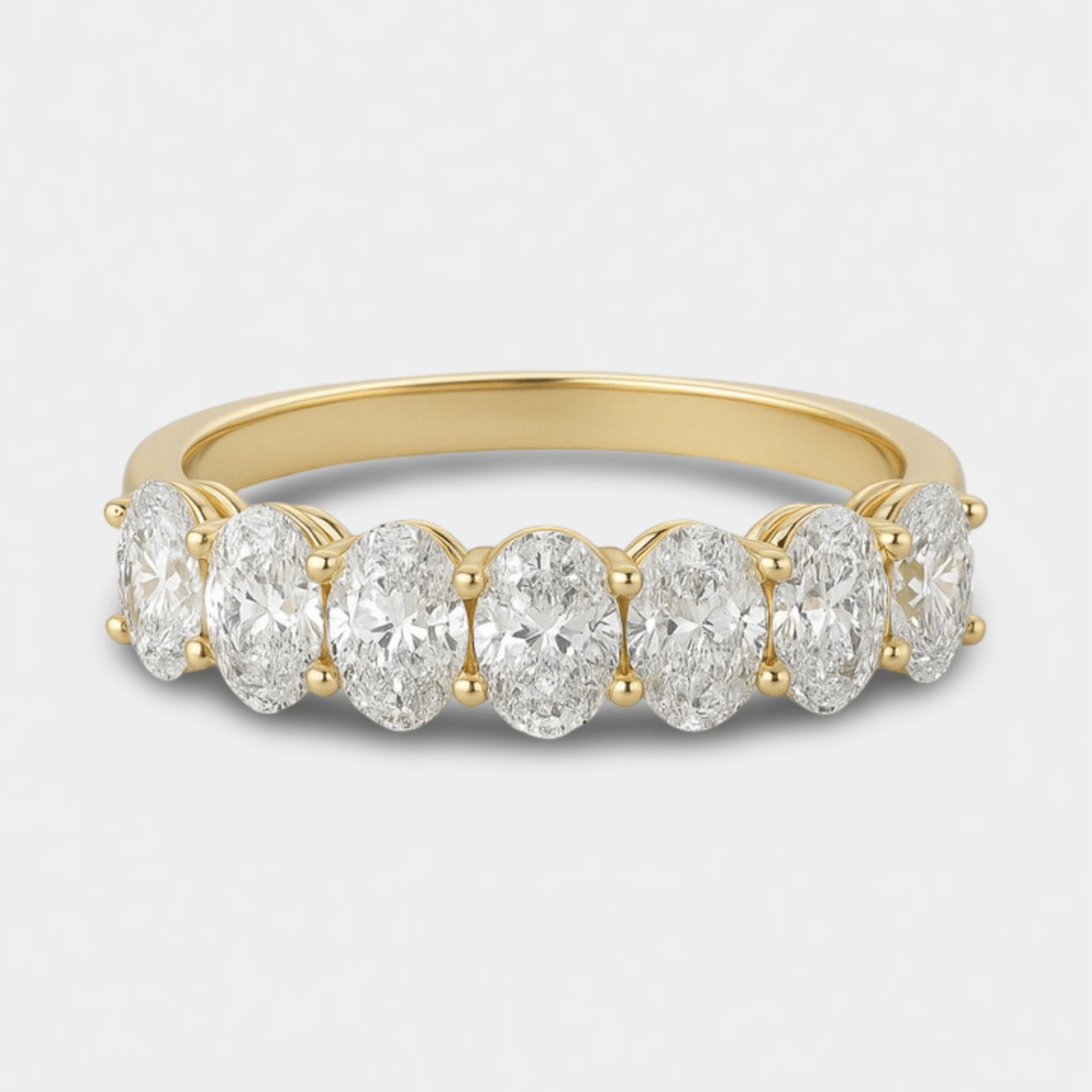 Diamond Seven Stone Anniversary Band | 14K Yellow Gold / White Gold - MH ELEGANCE - diamond seven stone anniversary band main display from MH Elegance luxury wedding rings collection - Ring