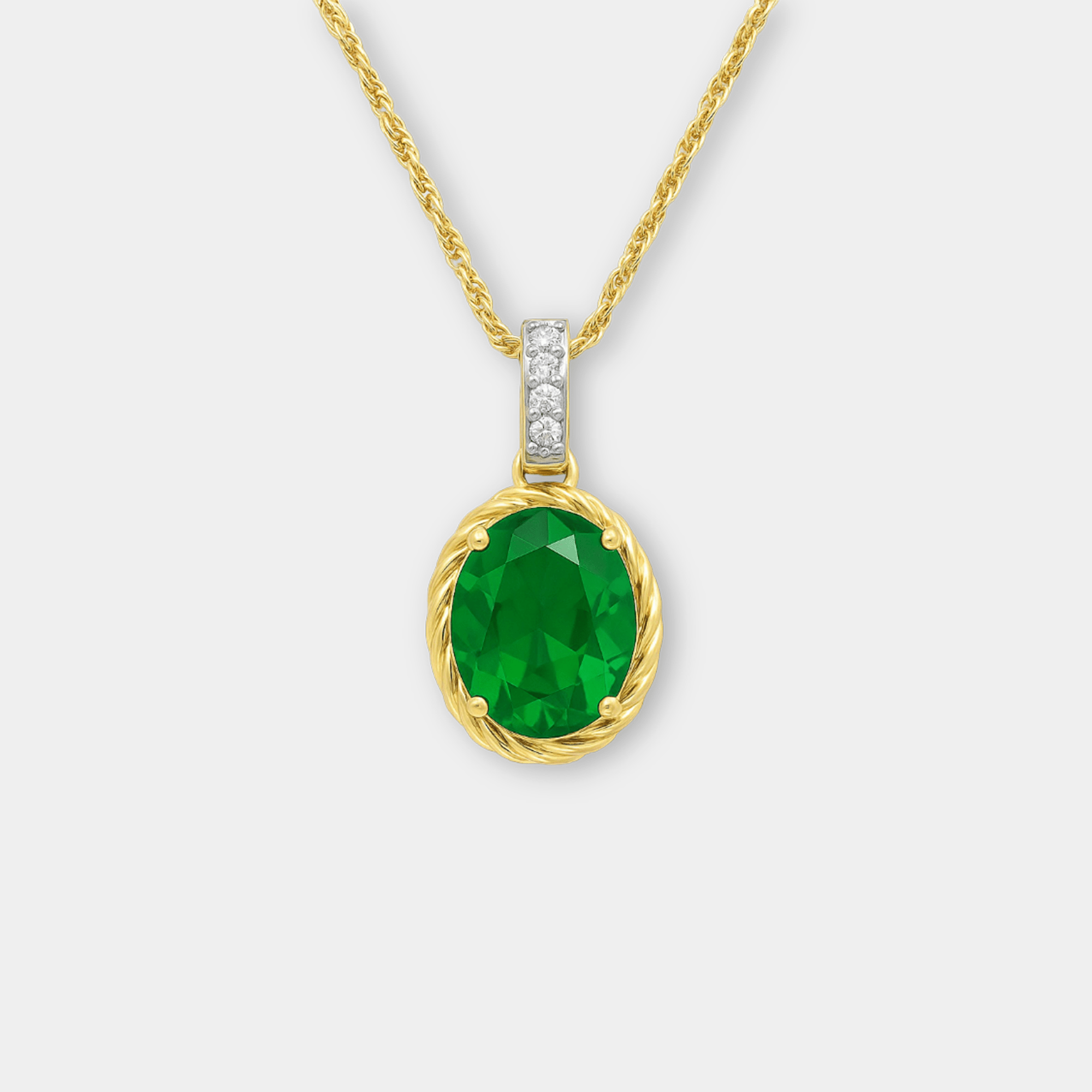 Elara Nano Emerald Diamond Pendant - MH ELEGANCE - Elara Nano Emerald Diamond Pendant - MH ELEGANCE -
