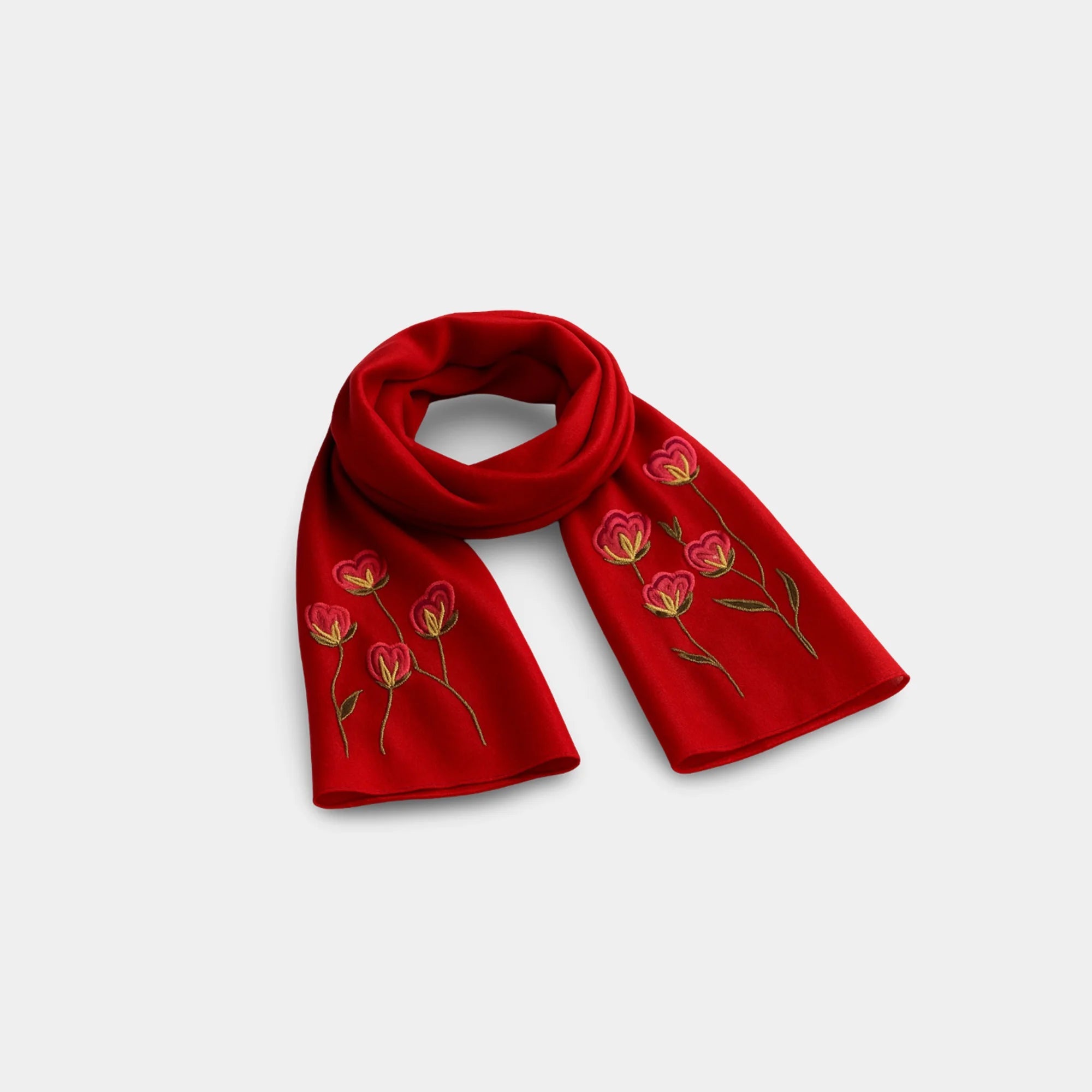Embroidered Floral Lightweight Scarf | Artistic Details | Summer Elegance - MH ELEGANCE - Embroidered Floral Lightweight Scarf | Artistic Details | Summer Elegance -