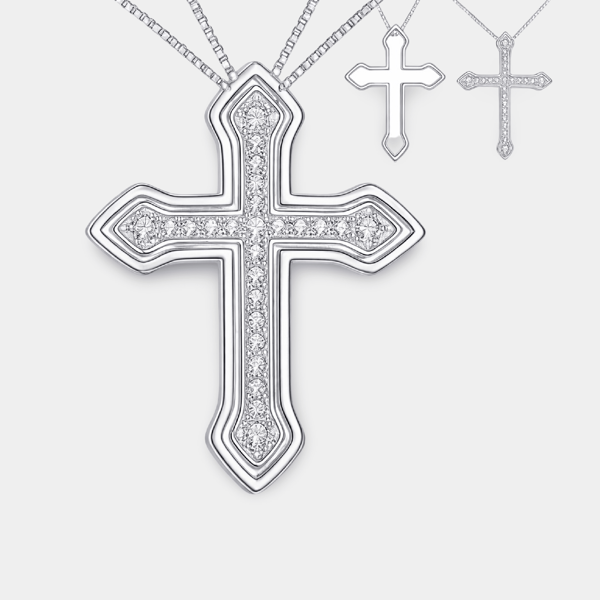 Eternal Bond Sterling Silver Cross Necklace Set | Couples & BFF Matching Pendants - MH ELEGANCE - Eternal Bond 925 sterling silver couples and BFF cross necklace set from MH Elegance - Necklace