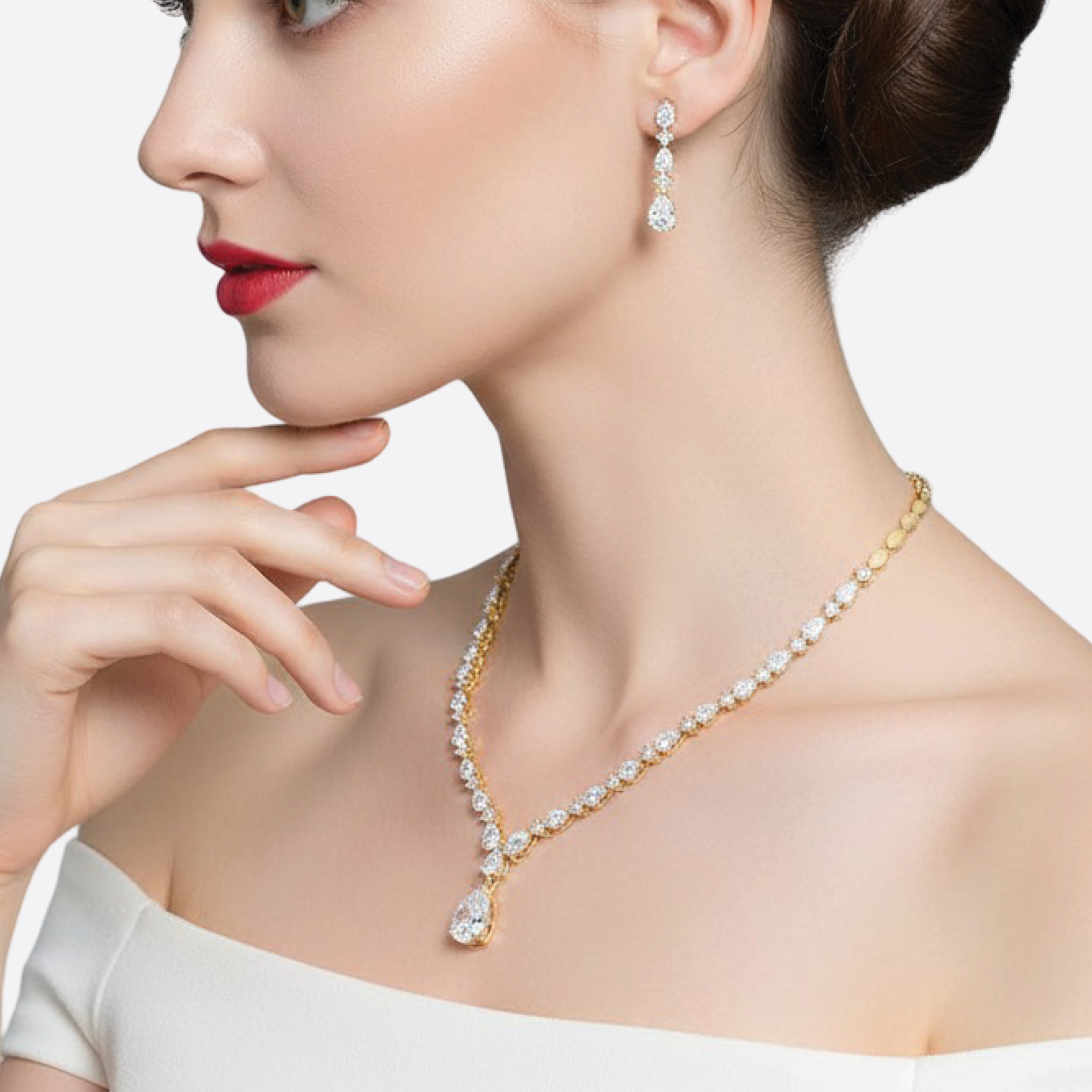 Eternal Elegance Teardrop Necklace Earrings Set - MH ELEGANCE - Eternal Elegance Teardrop Necklace Earrings Set - Pendant & Earring Set