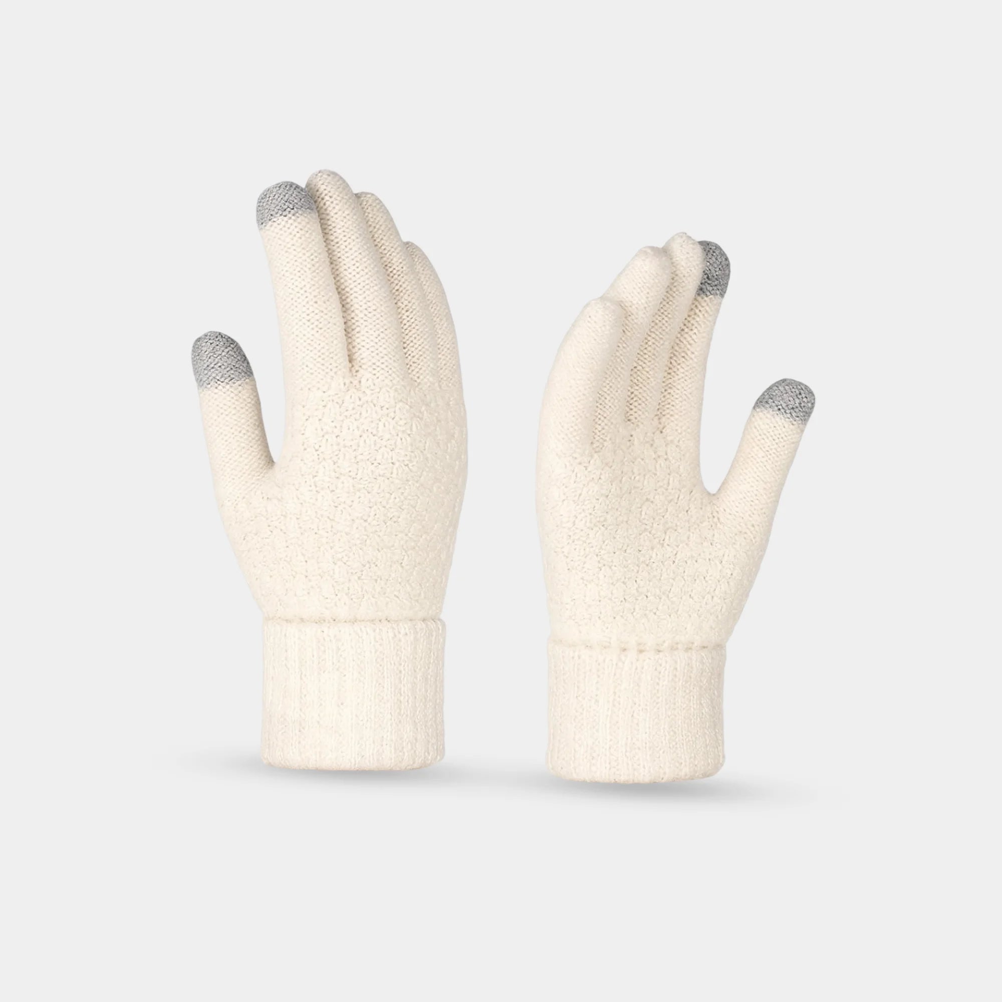 Fleece-Lined Beanie & Gloves Set - MH ELEGANCE - Fleece-Lined Beanie & Gloves Set -
