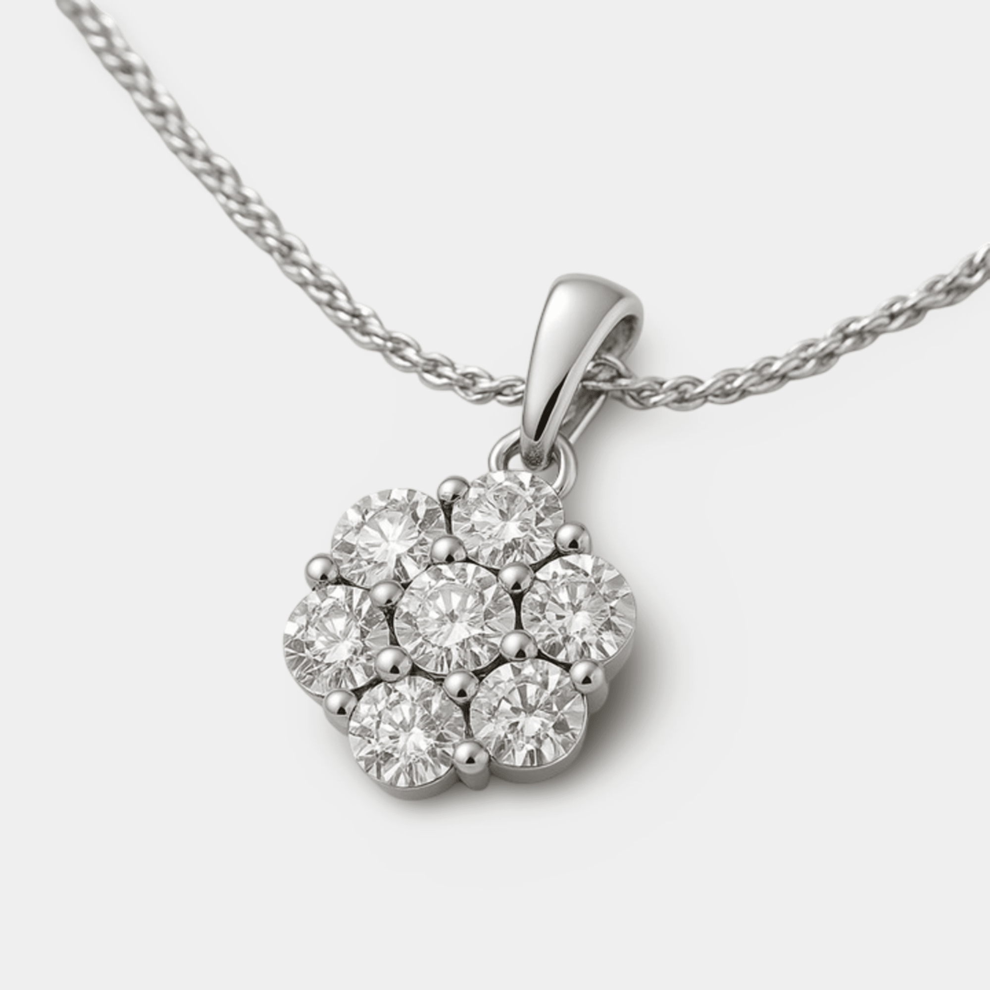 Flower Shaped Sparkly Diamond Necklace - MH ELEGANCE - Flower Shaped Sparkly Diamond Necklace - MH ELEGANCE - Necklace