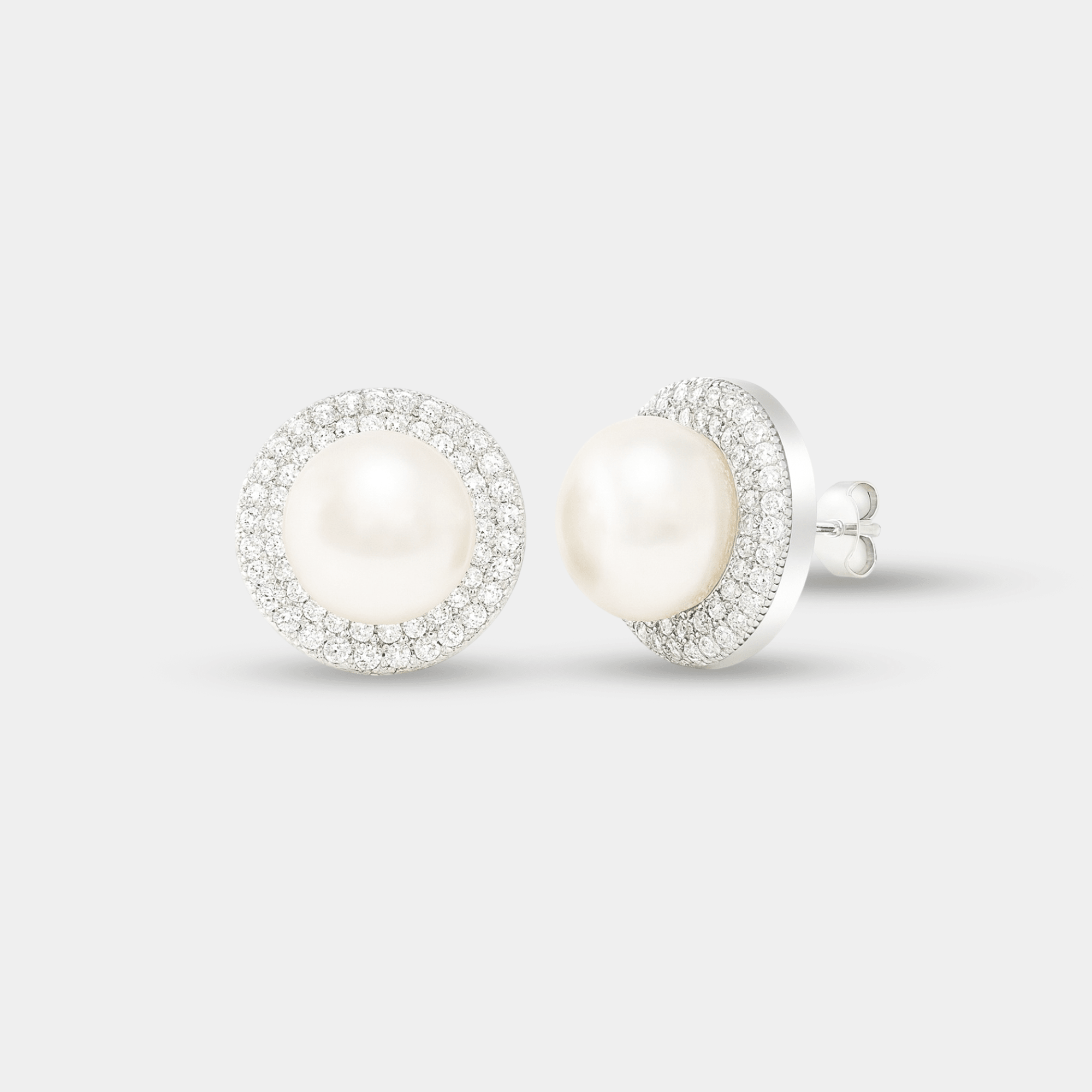 Freshwater Pearl Button Stud Earrings - MH ELEGANCE - Freshwater Pearl Button Stud Earrings - MH ELEGANCE -