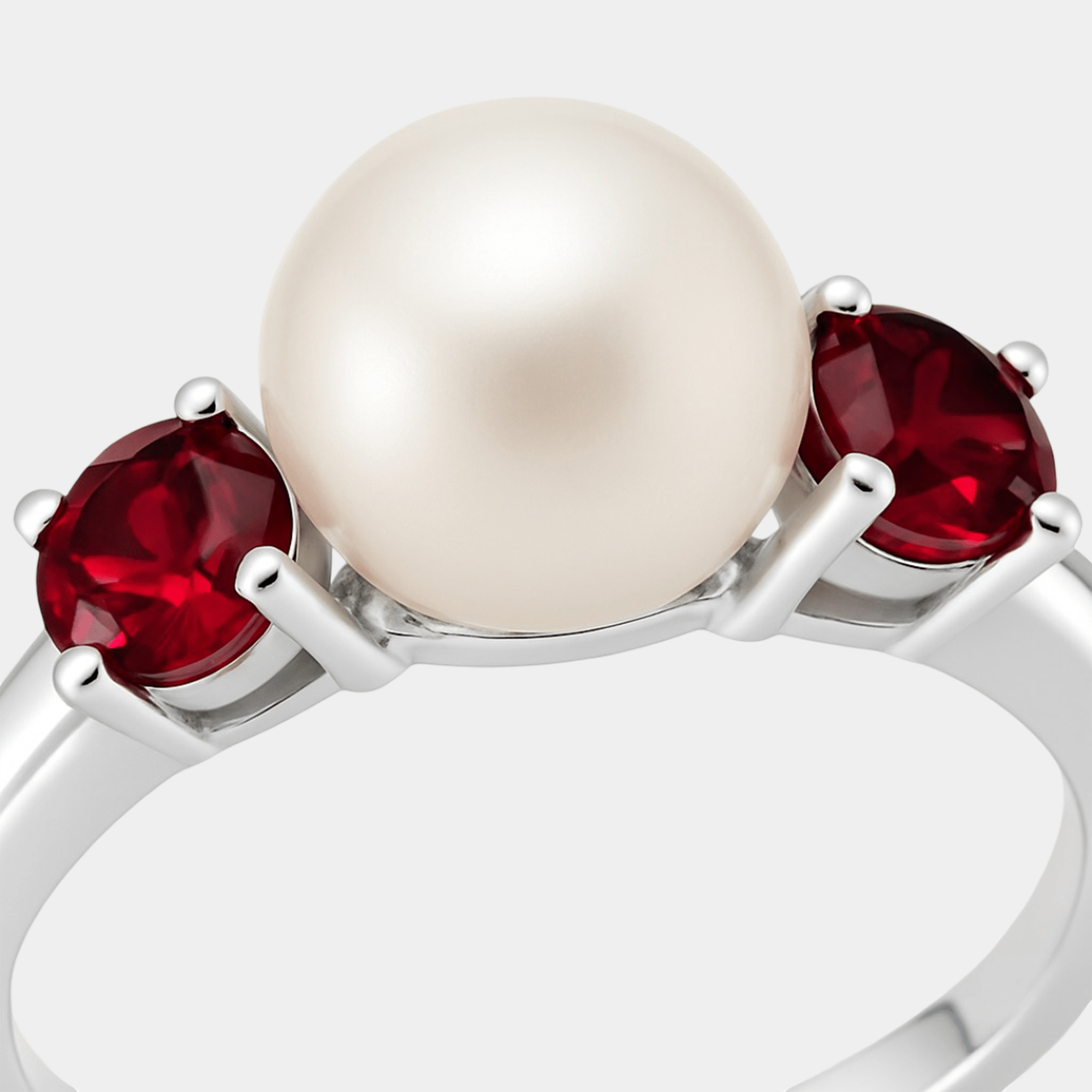 Freshwater Pearl & Red Ruby Ring - MH ELEGANCE - Freshwater Pearl & Red Ruby Ring - MH ELEGANCE -