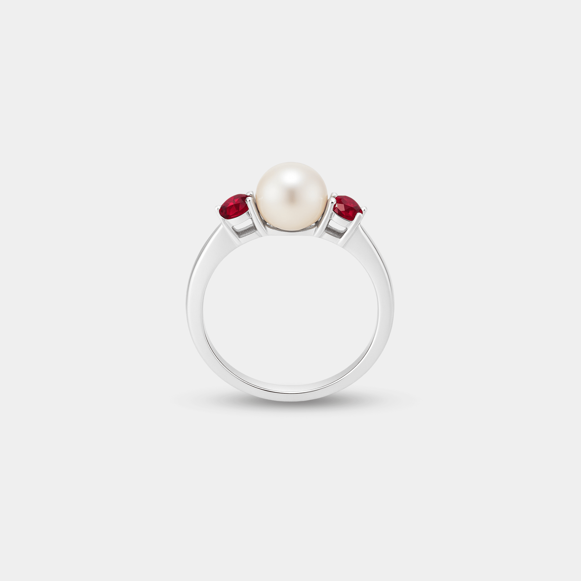 Freshwater Pearl & Red Ruby Ring - MH ELEGANCE - Freshwater Pearl & Red Ruby Ring - MH ELEGANCE -