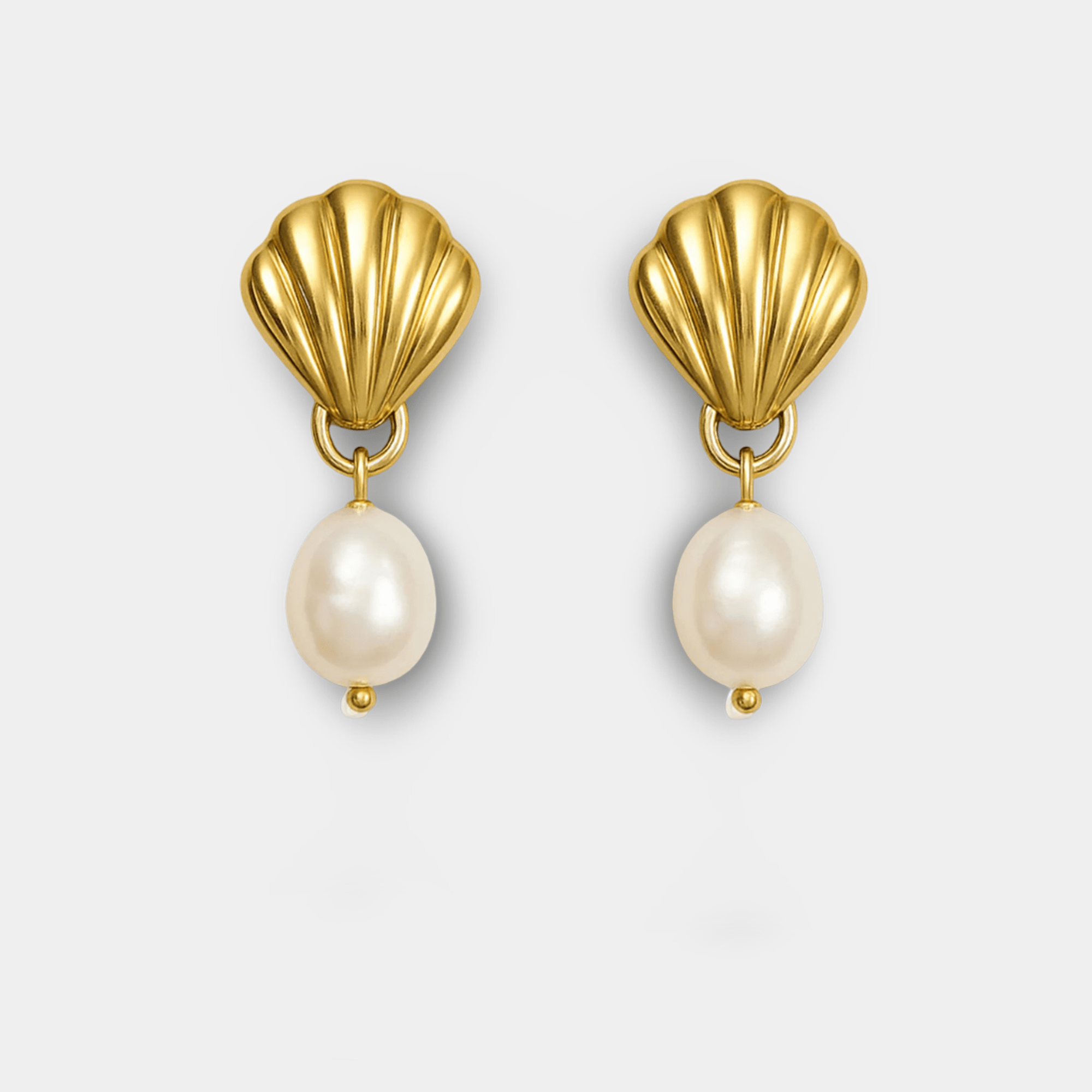 Glam Shell Earrings | Gold Shell Drop Earrings | Coastal Luxury Jewellery – MH ELEGANCE - MH ELEGANCE - Glam Shell Earrings - MH ELEGANCE -