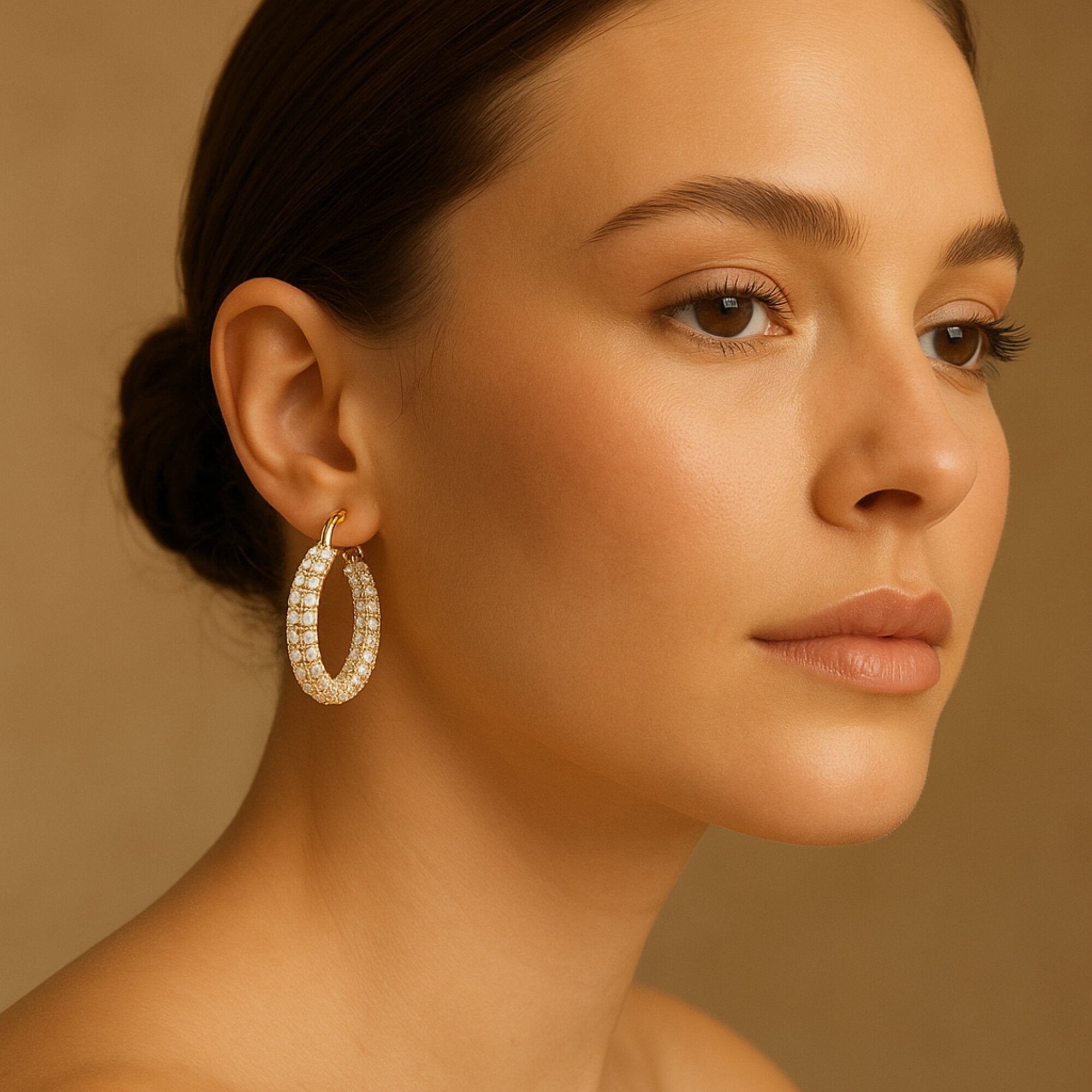 Gold Donut Hoop Earrings | 14K Gold Plated | Statement Tube Hoops – MH ELEGANCE - MH ELEGANCE - Huggie Hoop Earrings - MH ELEGANCE - Earrings