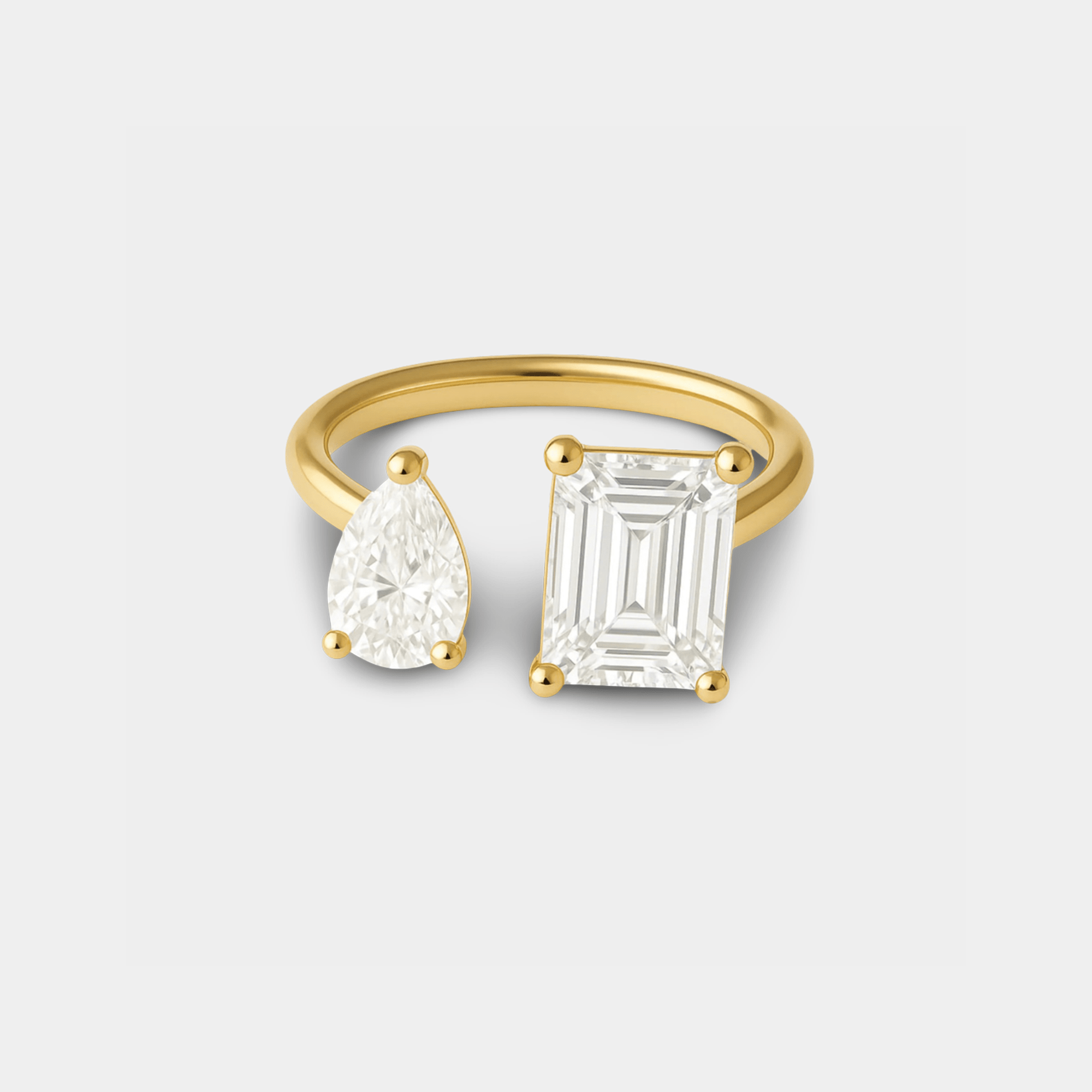 Gold Dual Crystal Ring | Two Crystal Statement Ring | 14K Gold – MH ELEGANCE - MH ELEGANCE - Gold Dual Crystal Ring - MH ELEGANCE -