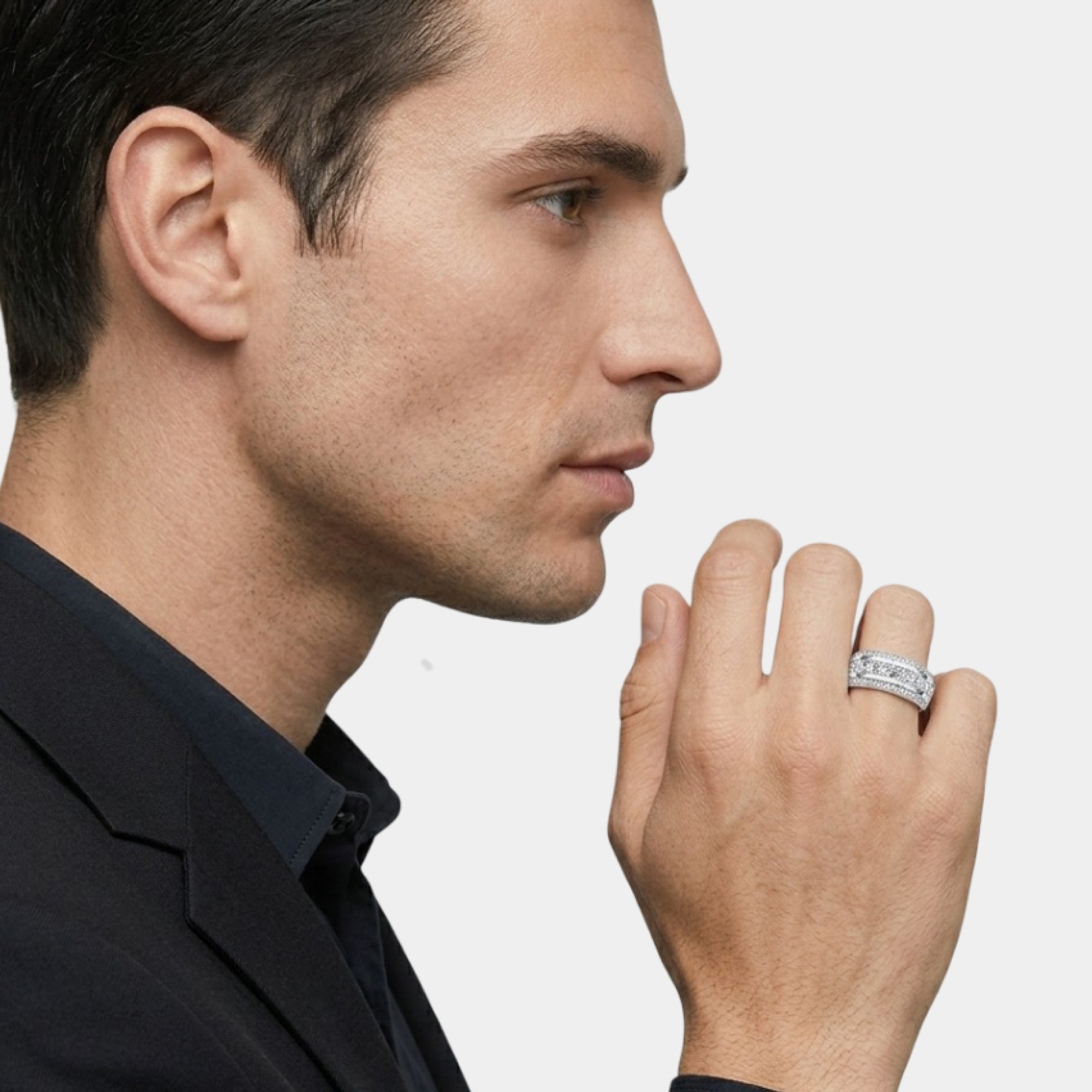 Gold Plated Elite Shine Men's Wedding Ring | Premium Band Luxury Jewelry - MH ELEGANCE - Gold Plated Elite Shine Men's Wedding Ring | Premium Band Luxury Jewelry - Ring