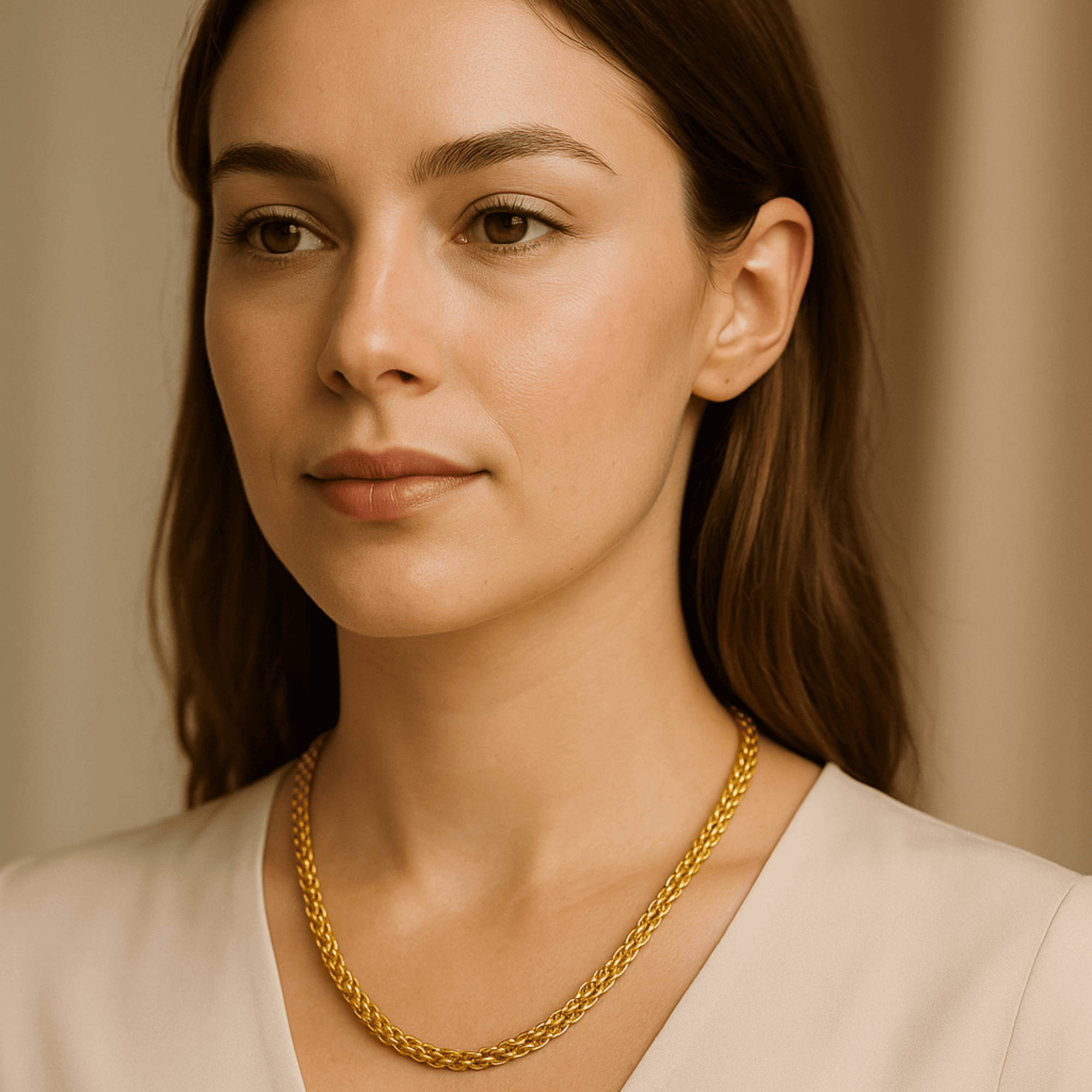 Gold Wheat Chain Necklace | 14K Gold | Classic Italian Chain Design – MH ELEGANCE - MH ELEGANCE - Gold Wheat Chain - MH ELEGANCE - Necklace