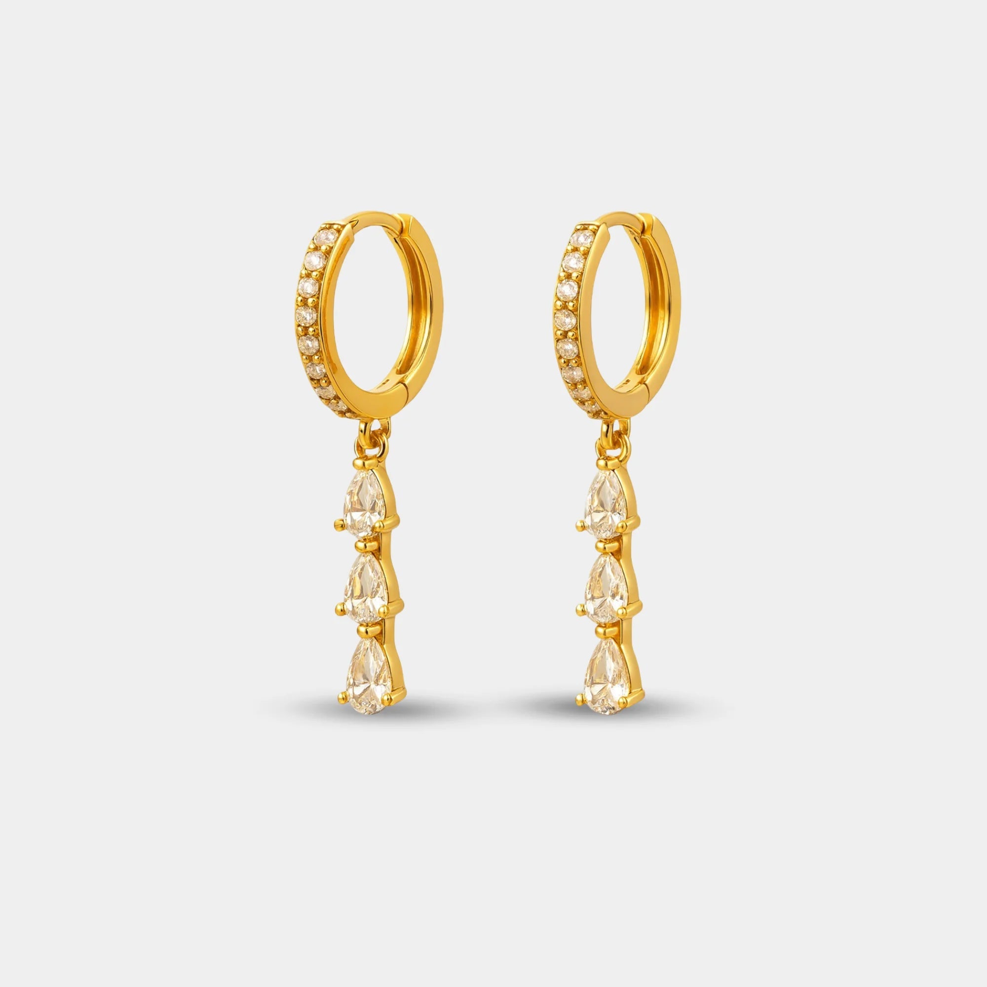 Hinged Huggie Drop Hoop Earring - MH ELEGANCE - Hinged Huggie Drop Hoop Earring -