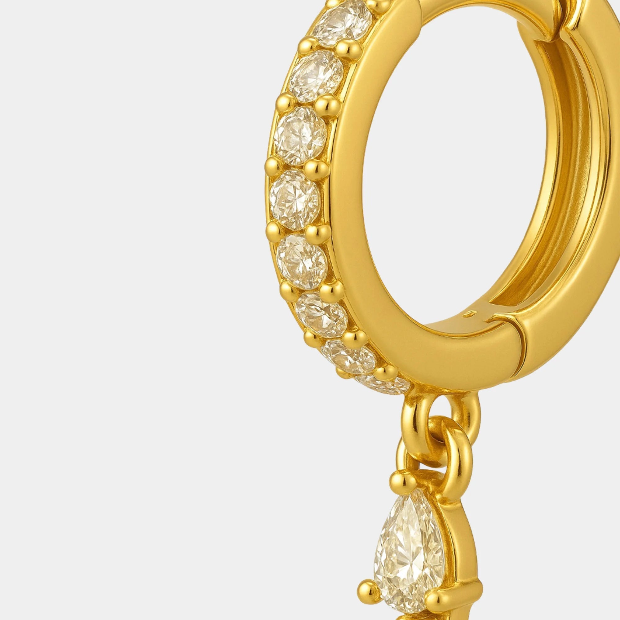 Hinged Huggie Drop Hoop Earring - MH ELEGANCE - Hinged Huggie Drop Hoop Earring -