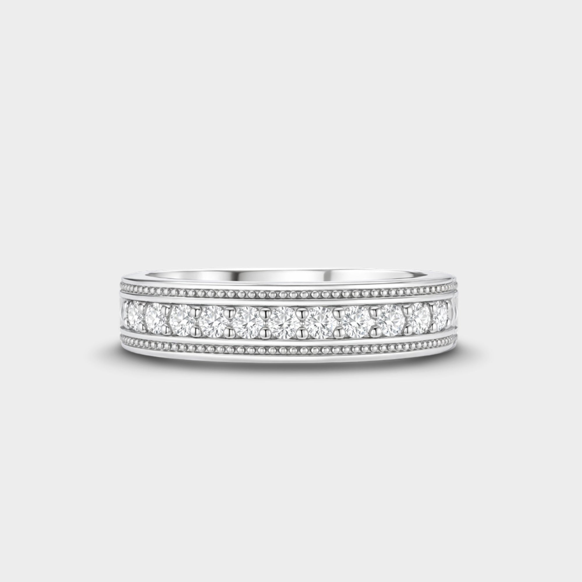 Imperial Radiance Moissanite Band | Premium Diamond Alternative Wedding Ring - MH ELEGANCE - Imperial Radiance Moissanite Band | Premium Diamond Alternative Wedding Ring - Ring