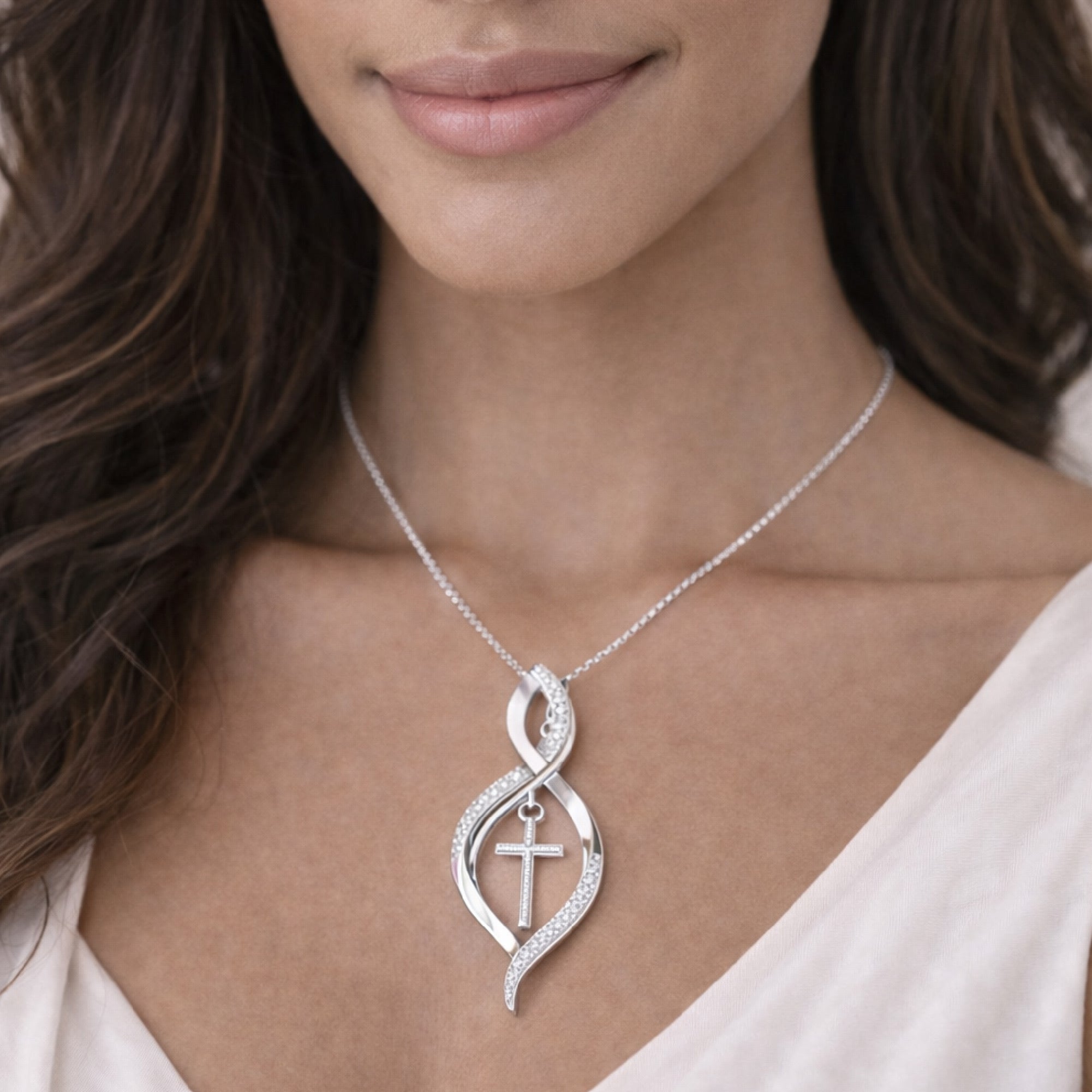 Infinity Diamond Cross Necklace - MH ELEGANCE - Infinity Diamond Cross Necklace - Necklace