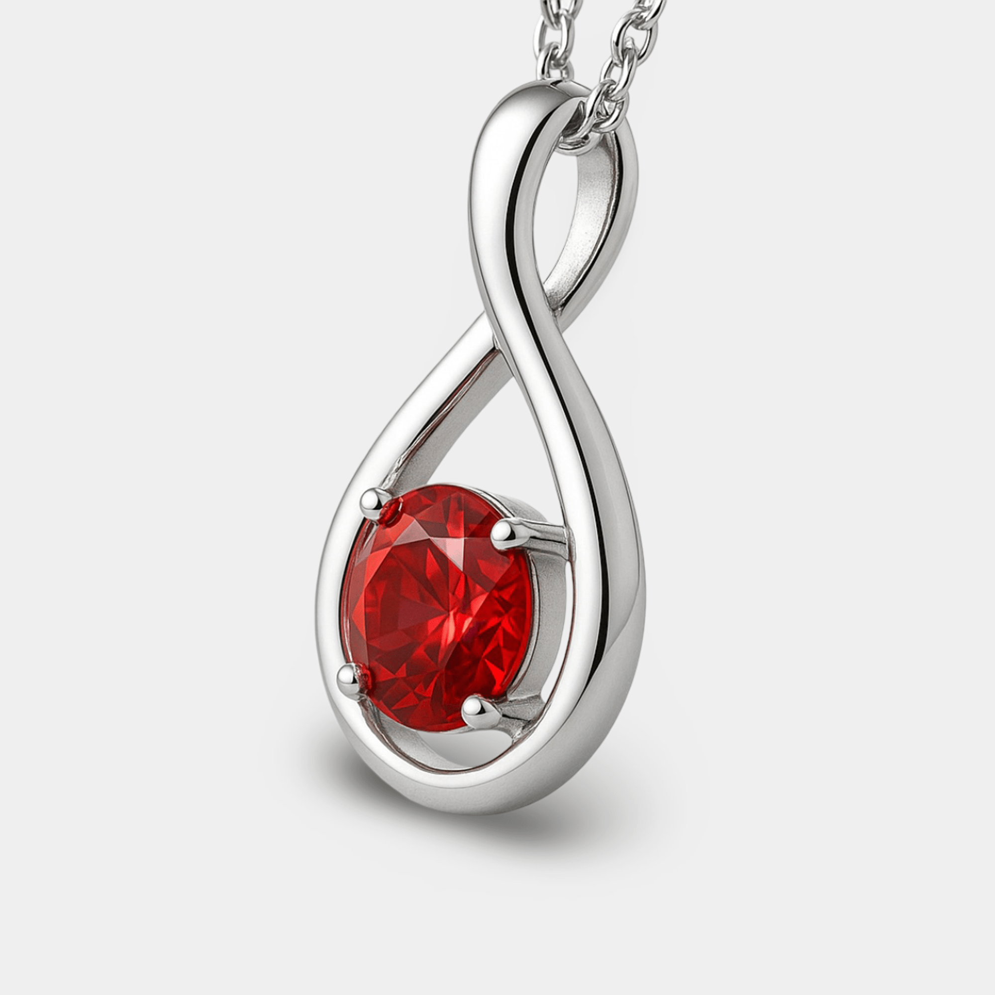 Infinity Pendant Necklace with Ruby - MH ELEGANCE - Infinity Pendant Necklace with Ruby - MH ELEGANCE -