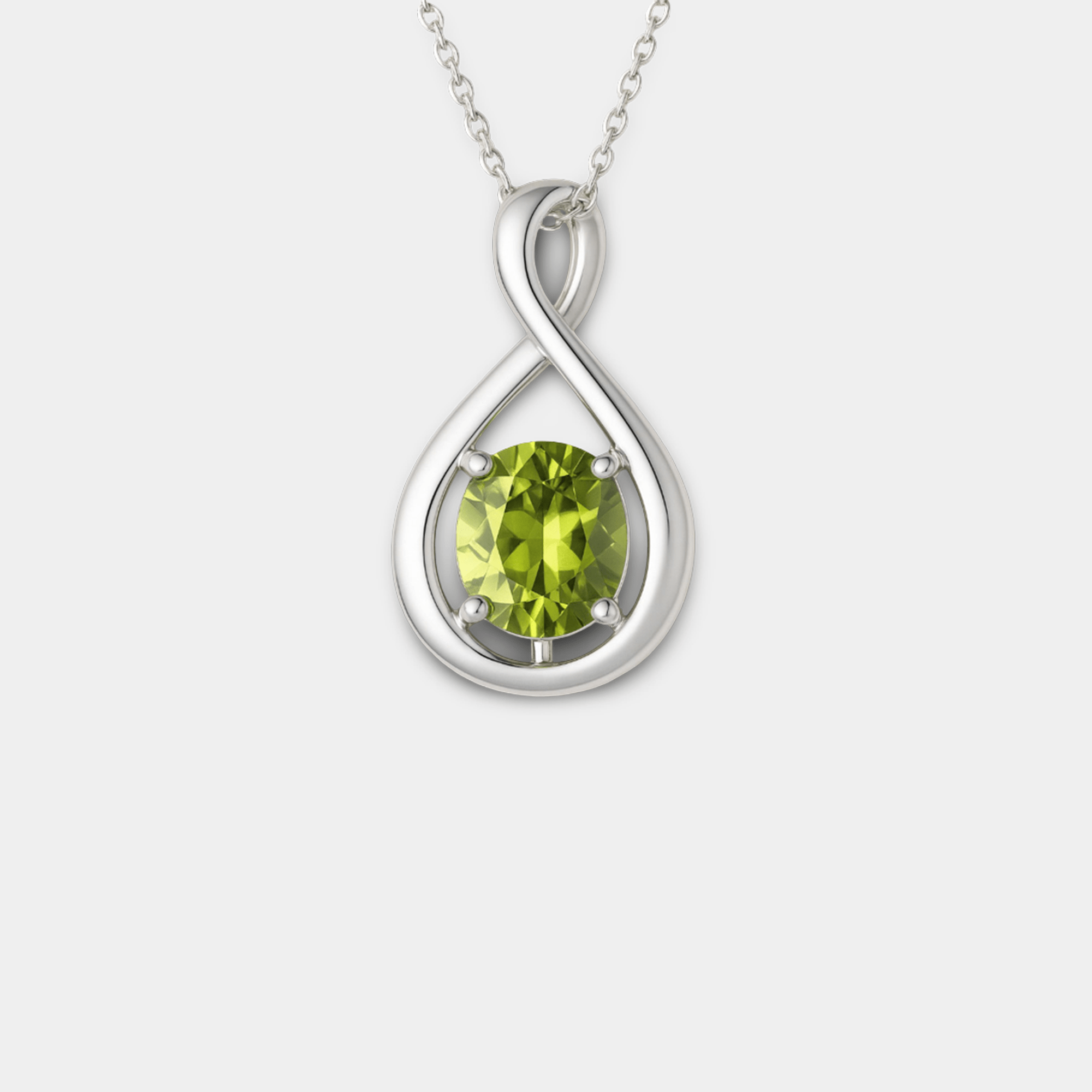 Infinity Peridot Pendant Necklace - MH ELEGANCE - Infinity Peridot Pendant Necklace - MH ELEGANCE -