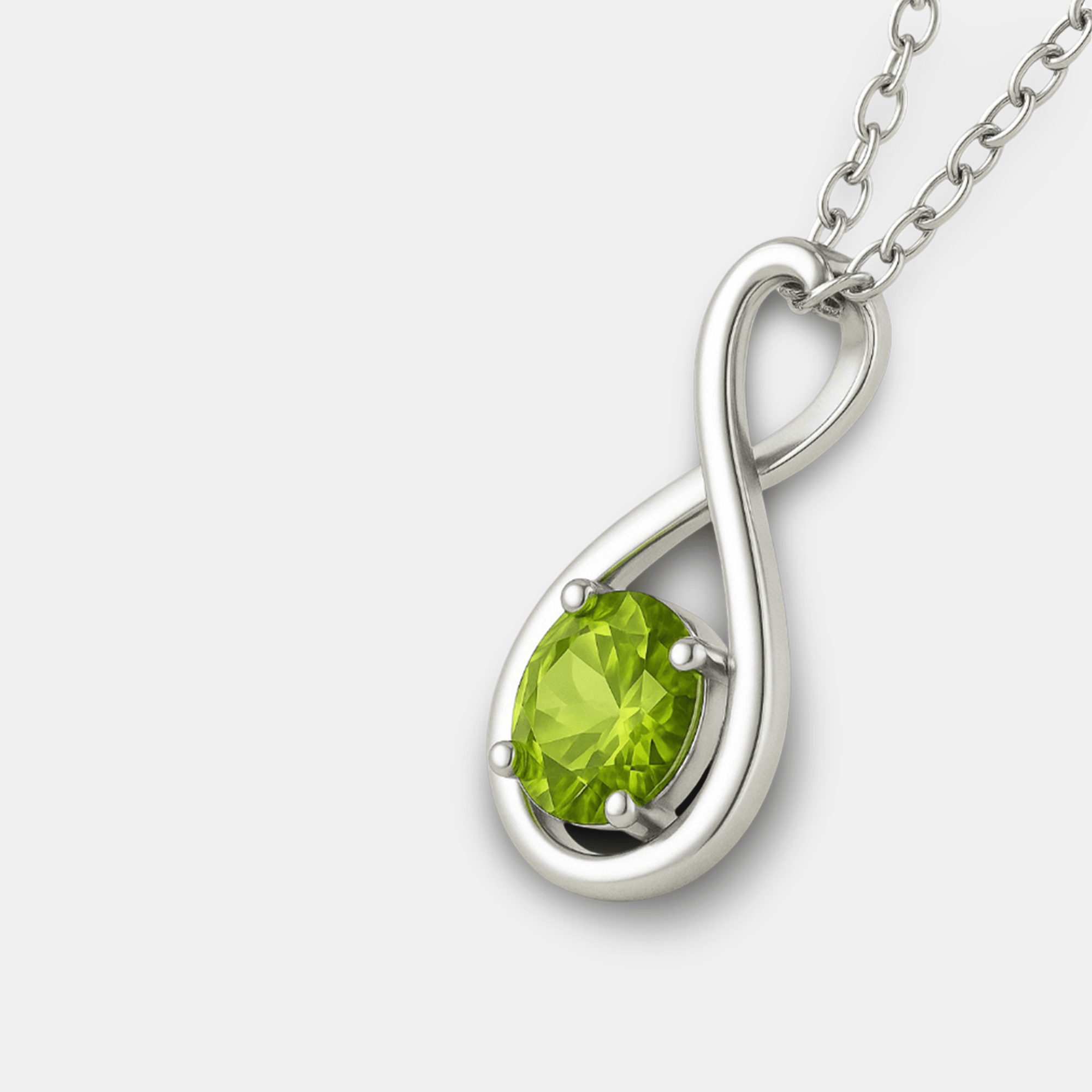 Infinity Peridot Pendant Necklace - MH ELEGANCE - Infinity Peridot Pendant Necklace - MH ELEGANCE -