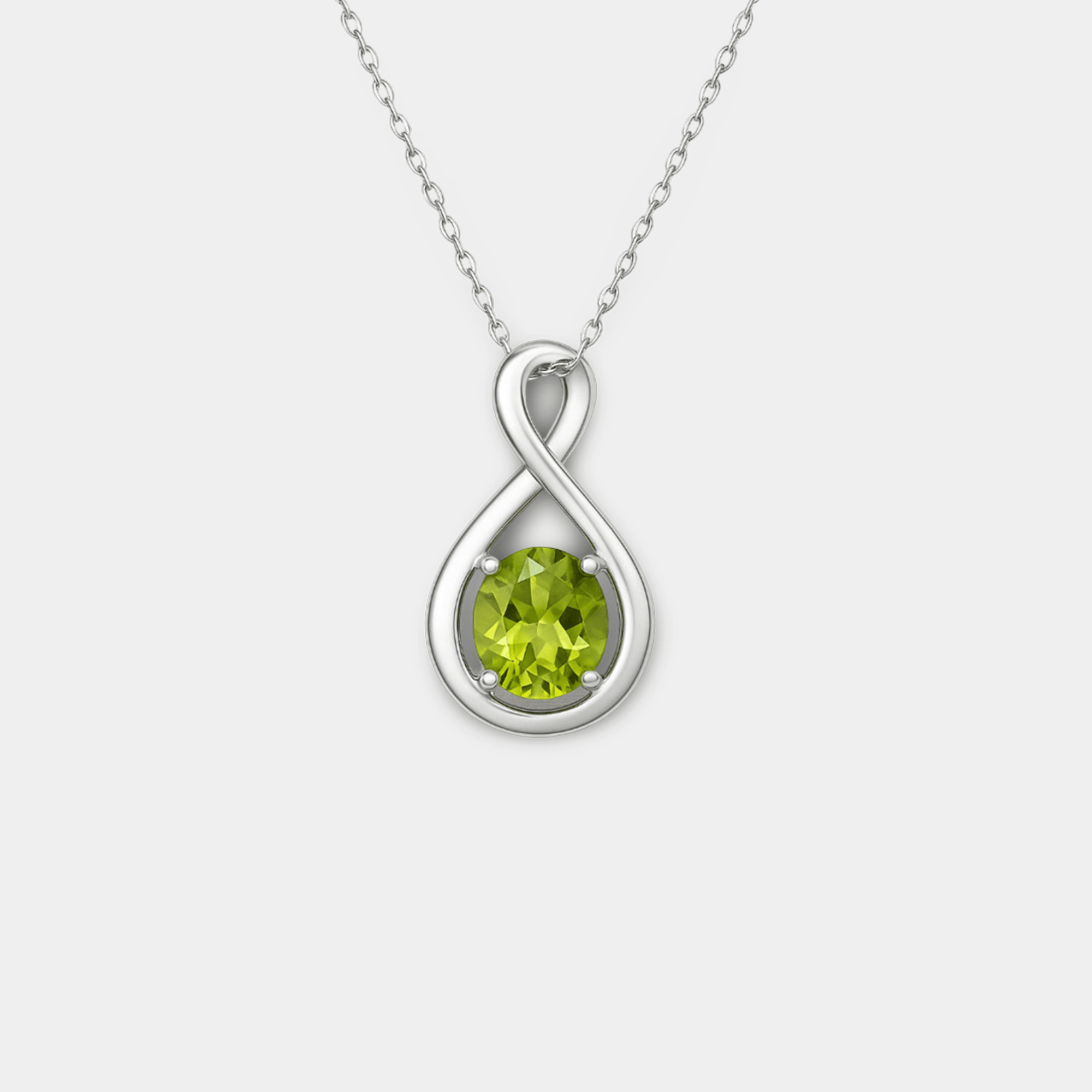 Infinity Peridot Pendant Necklace - MH ELEGANCE - Infinity Peridot Pendant Necklace - MH ELEGANCE -