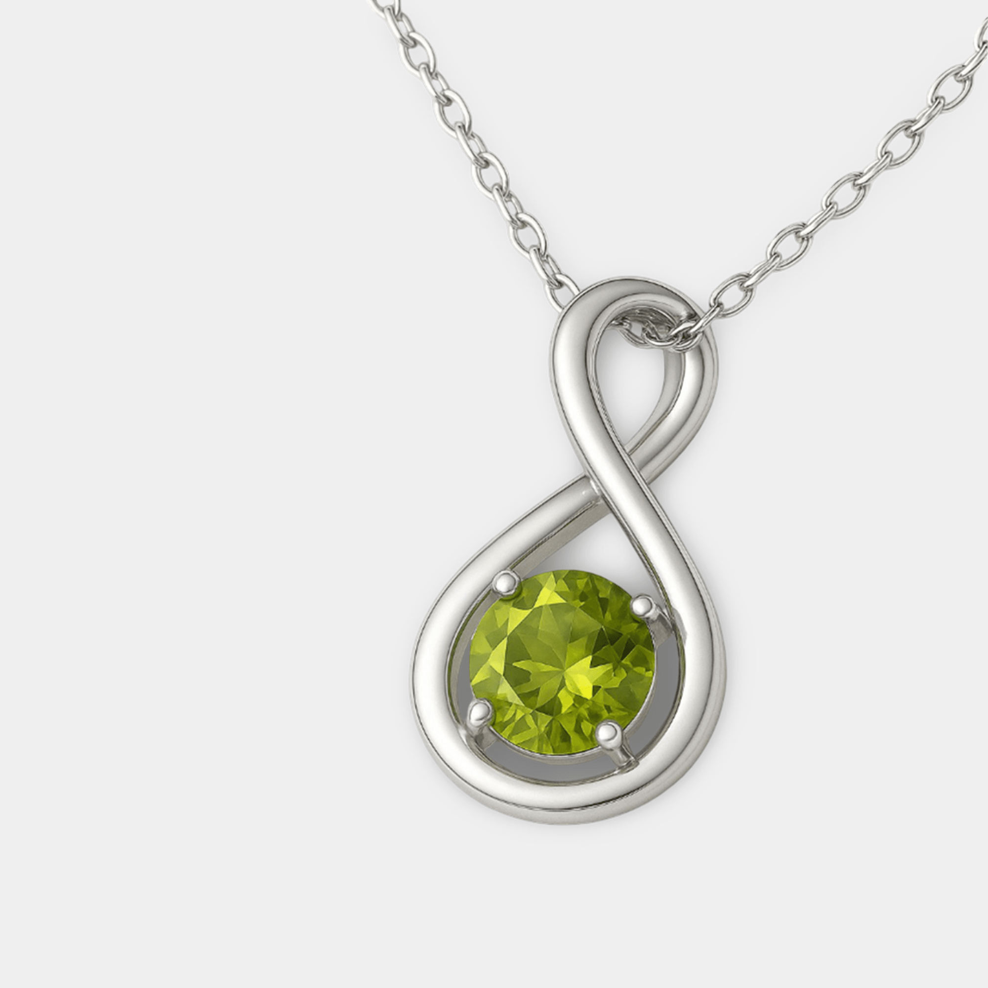 Infinity Peridot Pendant Necklace - MH ELEGANCE - Infinity Peridot Pendant Necklace - MH ELEGANCE -