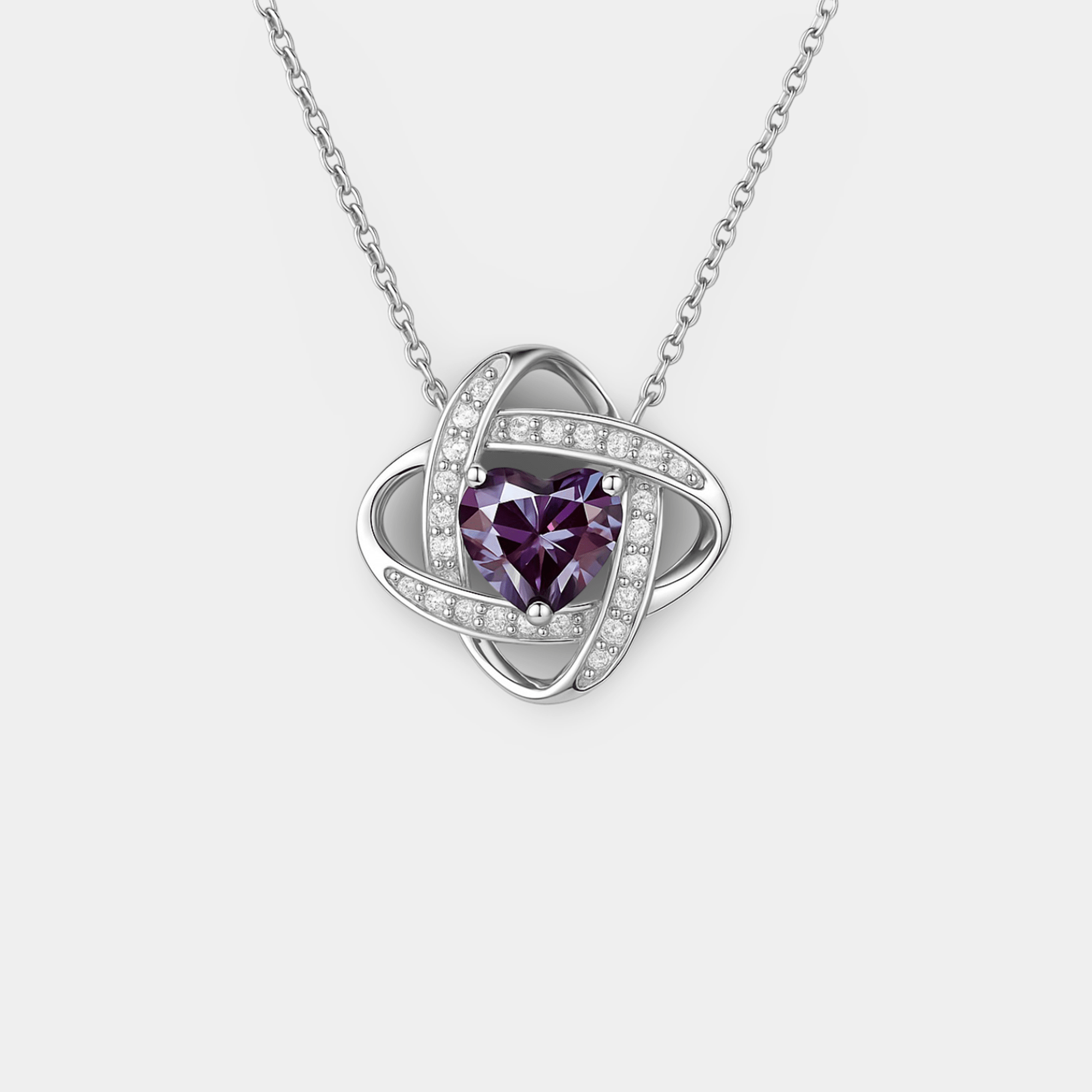 June Alexandrite Love Knot Necklace - MH ELEGANCE - June Alexandrite Love Knot Necklace - MH ELEGANCE -