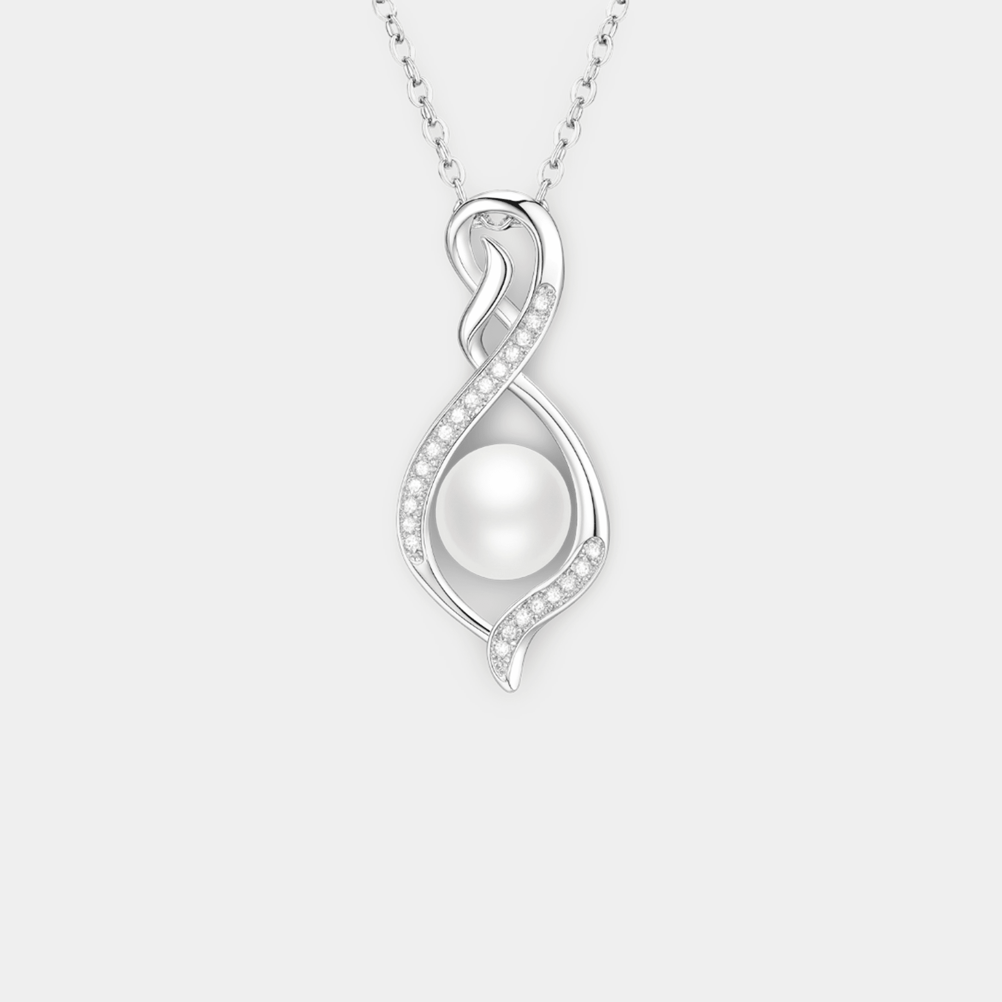 June Pearl Infinity Pendant Necklace - MH ELEGANCE - June Pearl Infinity Pendant Necklace - MH ELEGANCE -