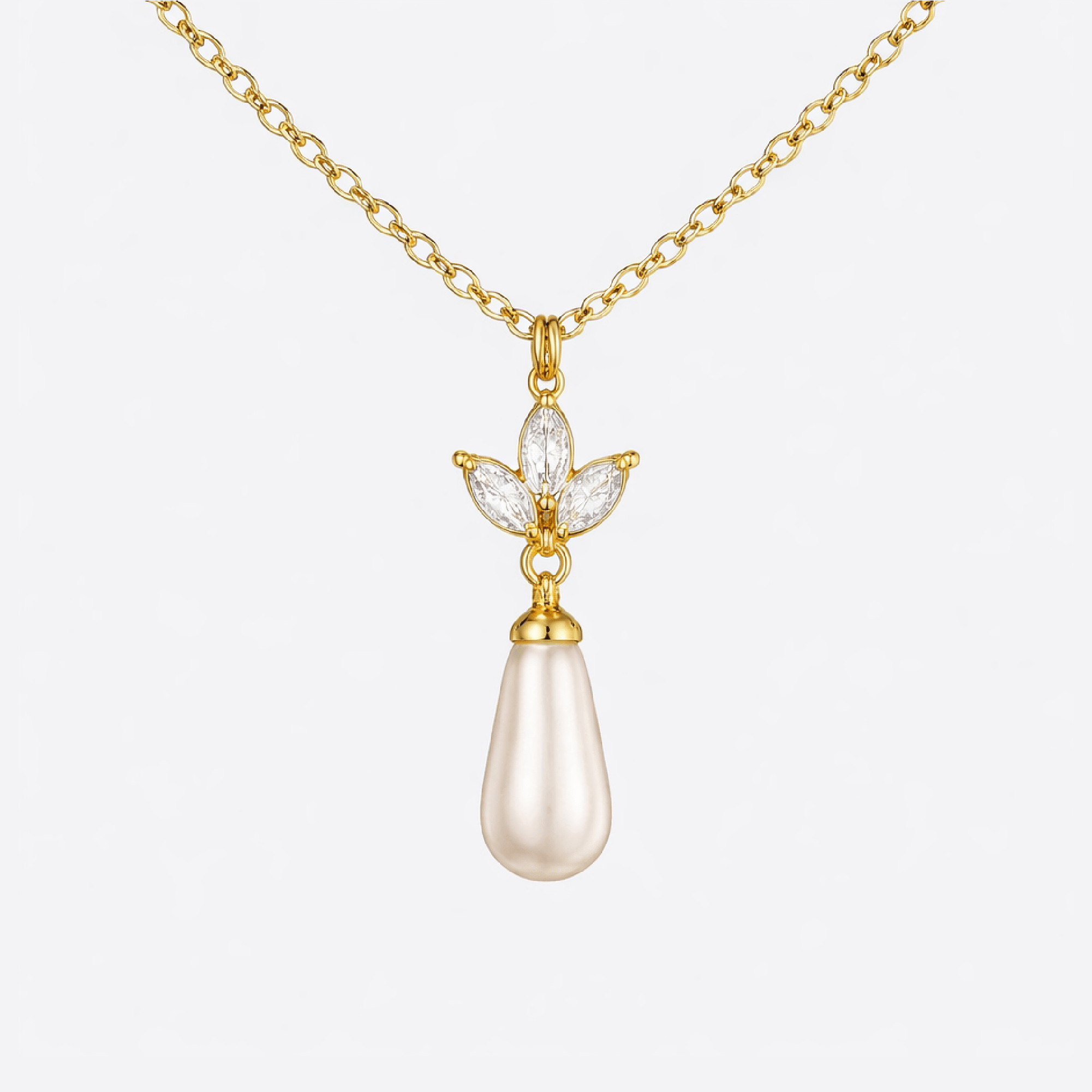 Leaf and Pearl Pendant - MH ELEGANCE - Leaf and Pearl Pendant -