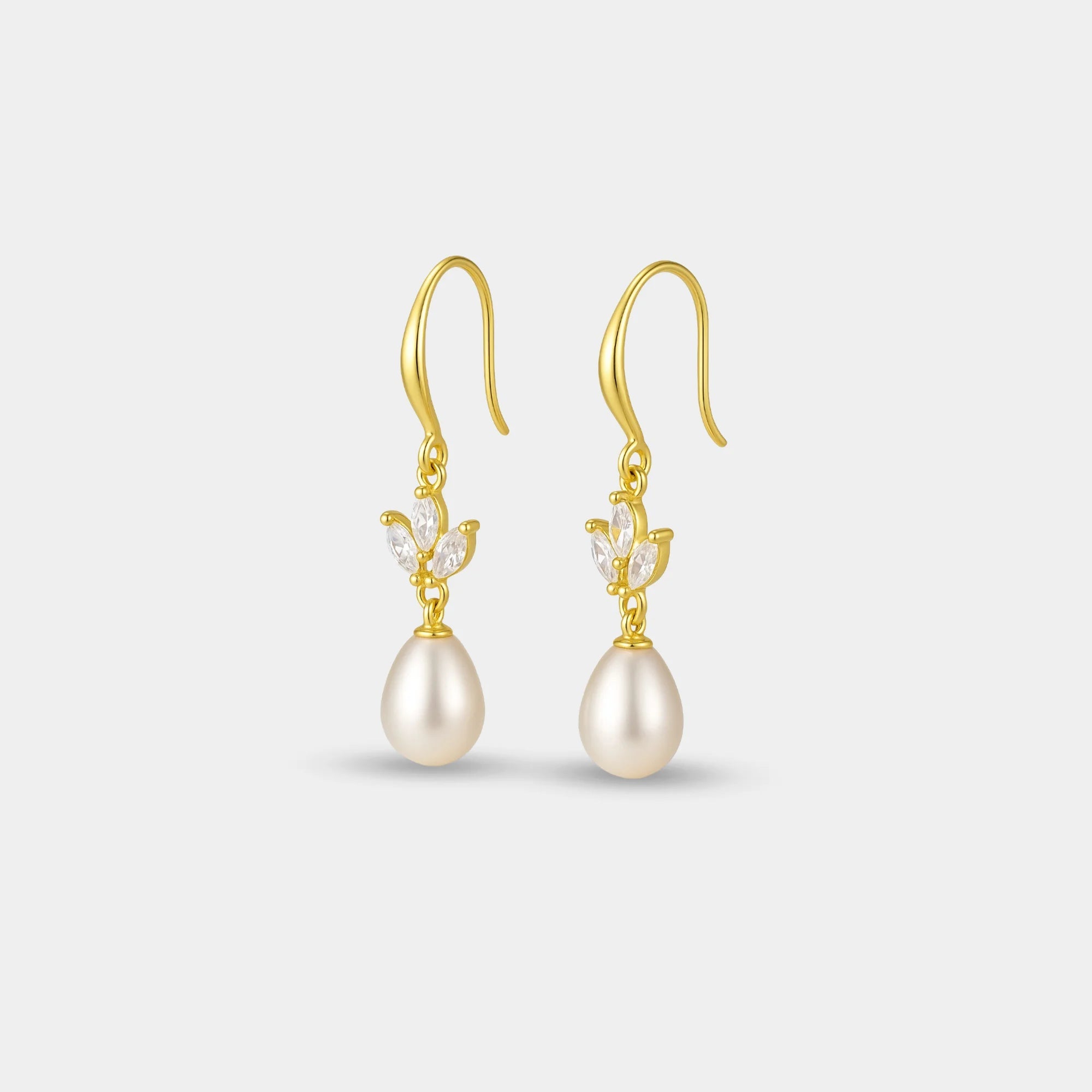 Leaf Pearl Drop Earrings - MH ELEGANCE - Leaf Pearl Drop Earrings -