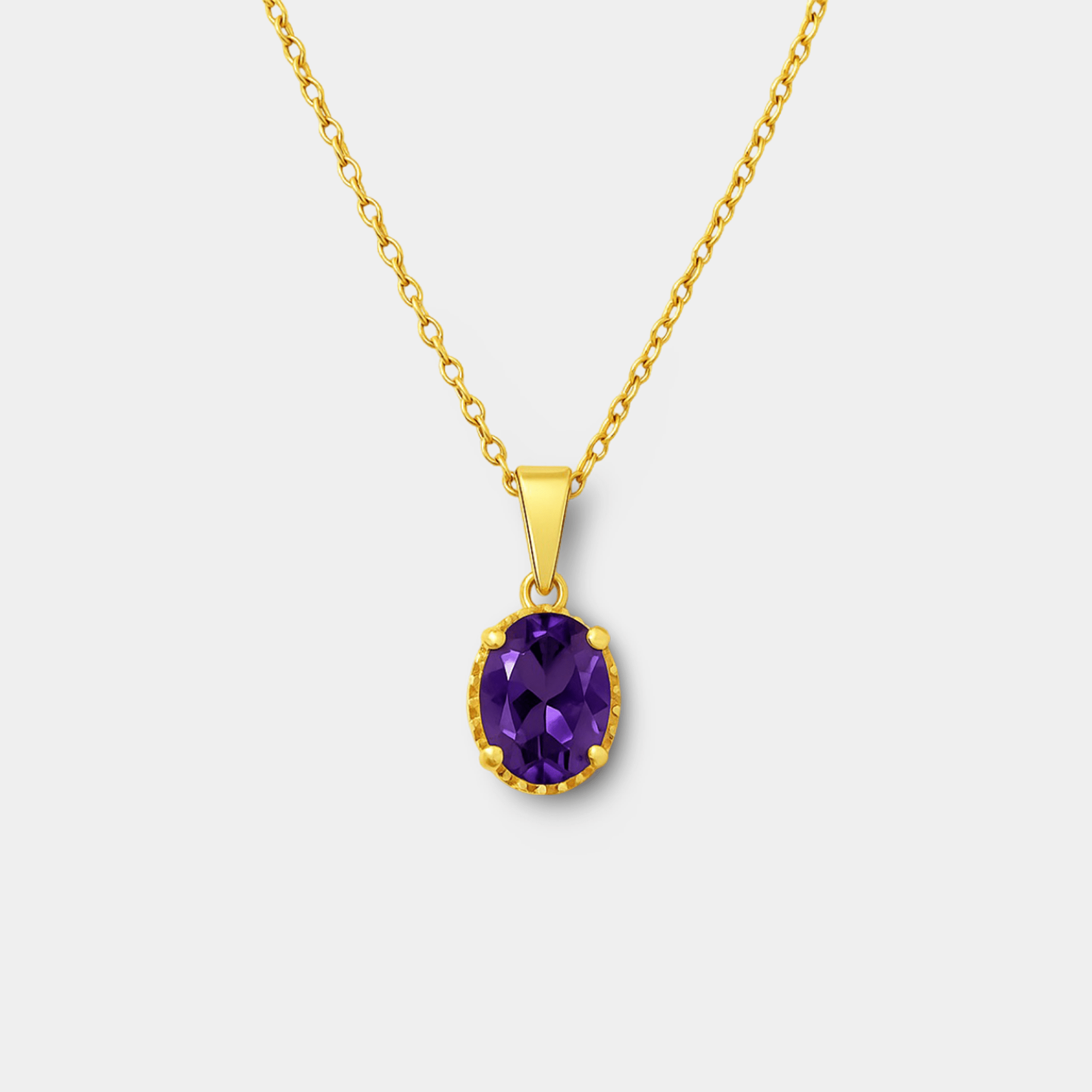 Lina Amethyst Oval Pendant Necklace - MH ELEGANCE - Lina Amethyst Oval Pendant Necklace - MH ELEGANCE -