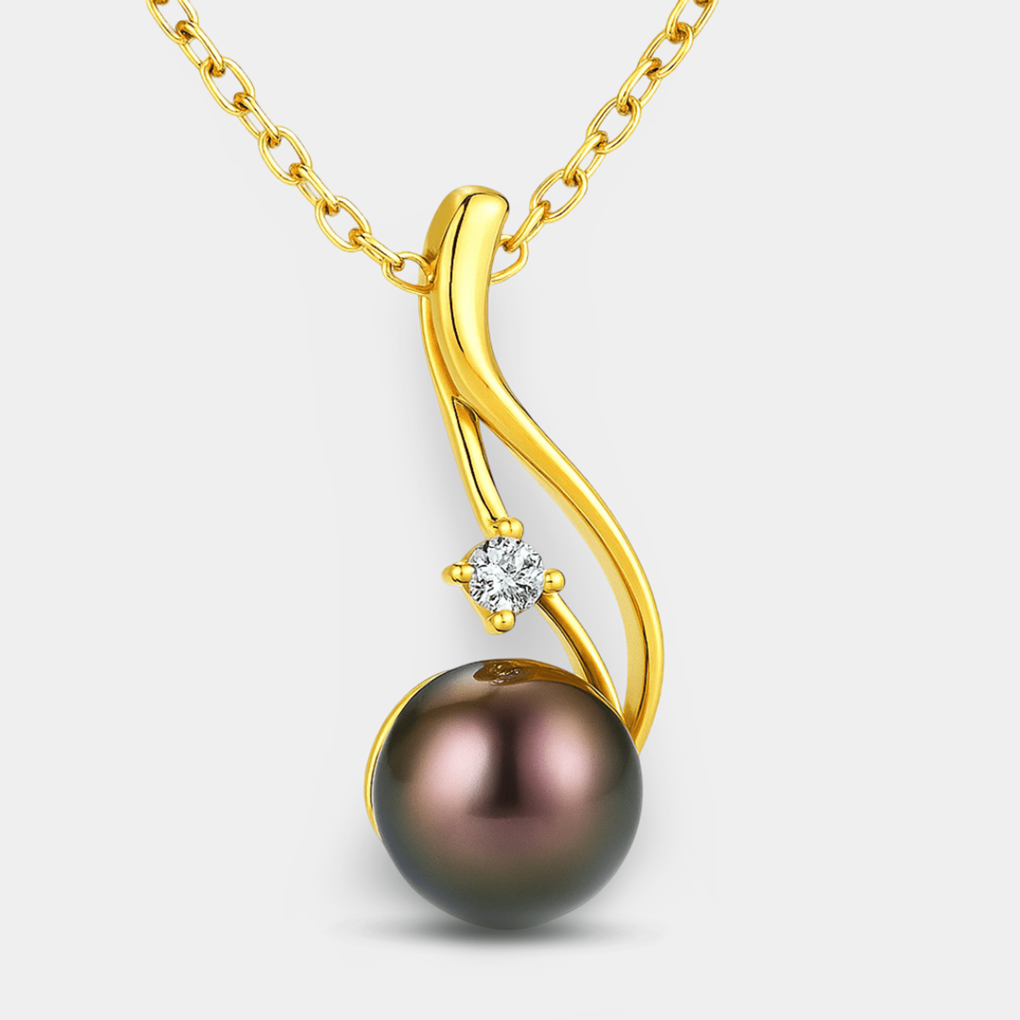 Luna Noir Tahitian Pearl Pendant Necklace - MH ELEGANCE - Luna Noir Tahitian Pearl Pendant Necklace - MH ELEGANCE -