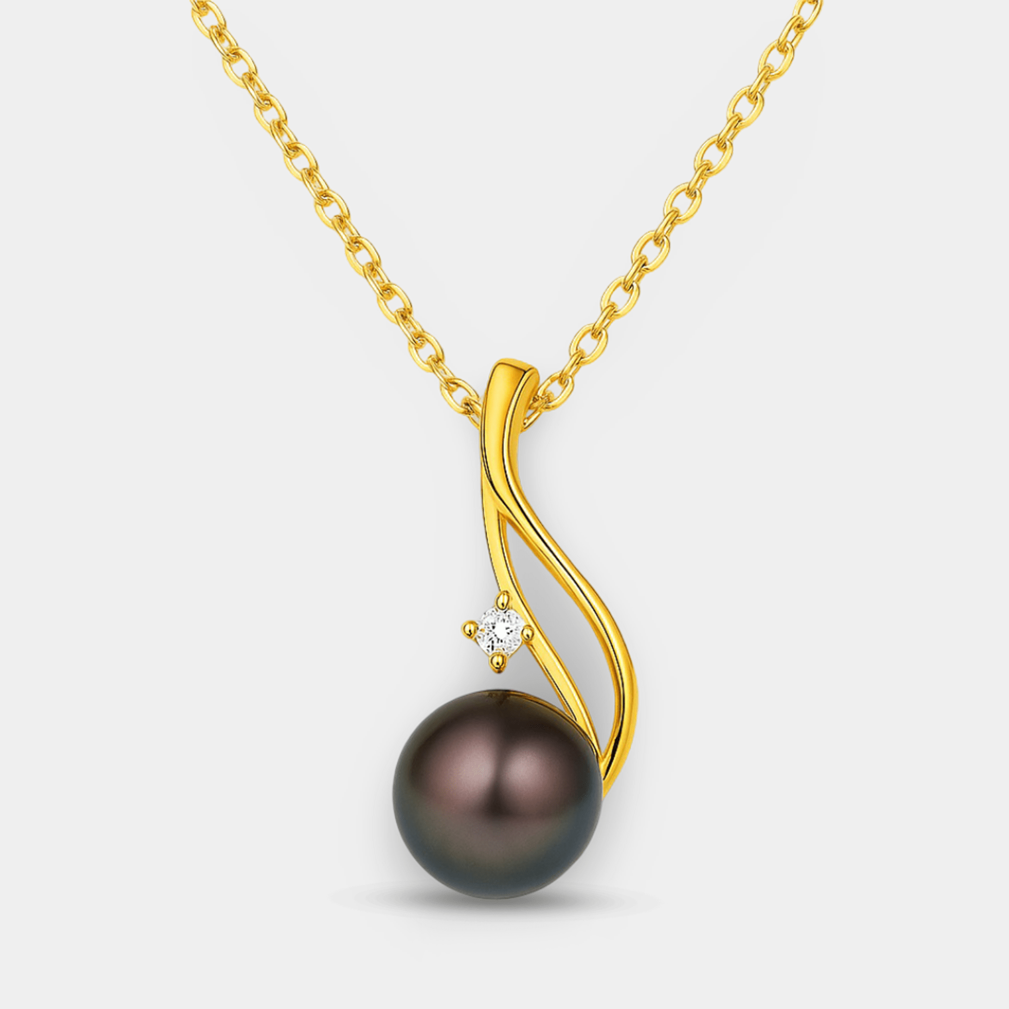 Luna Noir Tahitian Pearl Pendant Necklace - MH ELEGANCE - Luna Noir Tahitian Pearl Pendant Necklace - MH ELEGANCE -