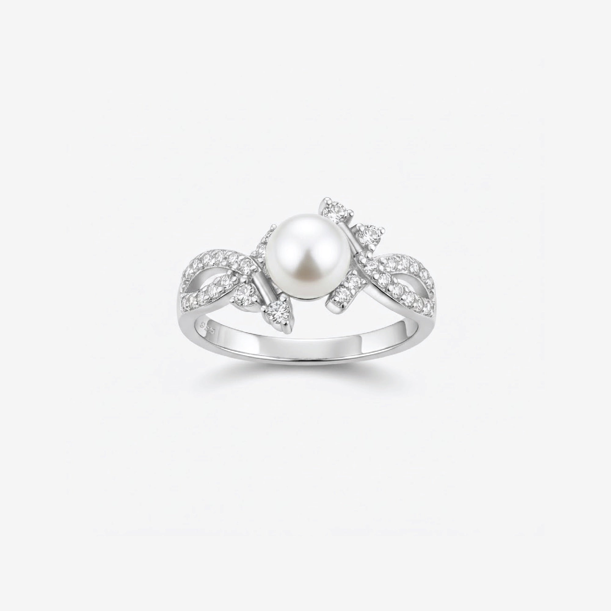 Luna Pearl Radiance Ring styled for gifting – freshwater pearl halo ring in sterling silver, perfect for engagements, anniversaries, and June birthdays