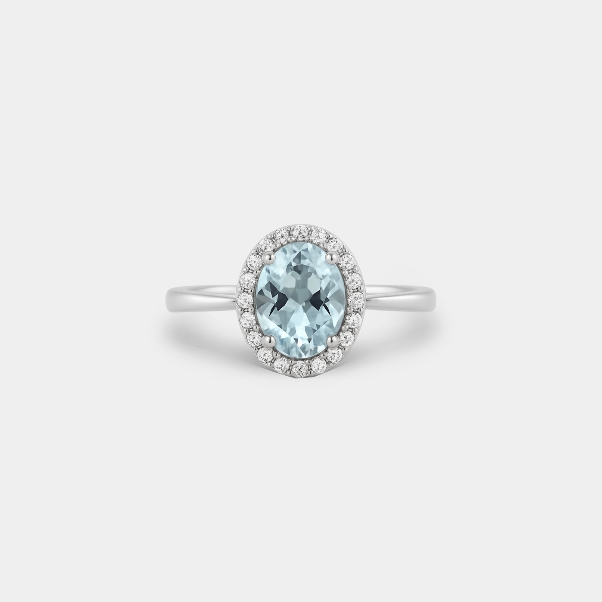 Lunara Aquamarine Halo Ring - MH ELEGANCE - Lunara Aquamarine Halo Ring - MH ELEGANCE -