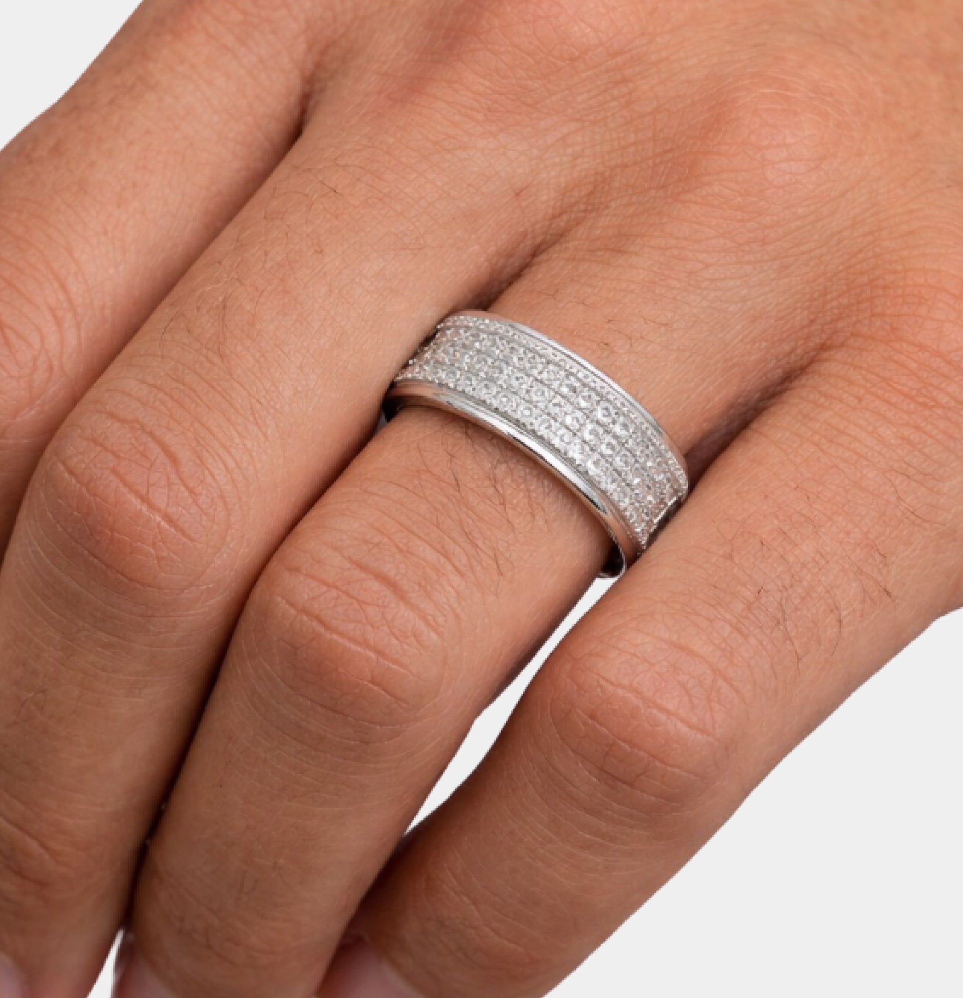 Majestic Ice Moissanite Wedding Band for Men | Premium Diamond Alternative Ring - MH ELEGANCE - Majestic Ice Moissanite Wedding Band for Men | Premium Diamond Alternative Ring - Ring