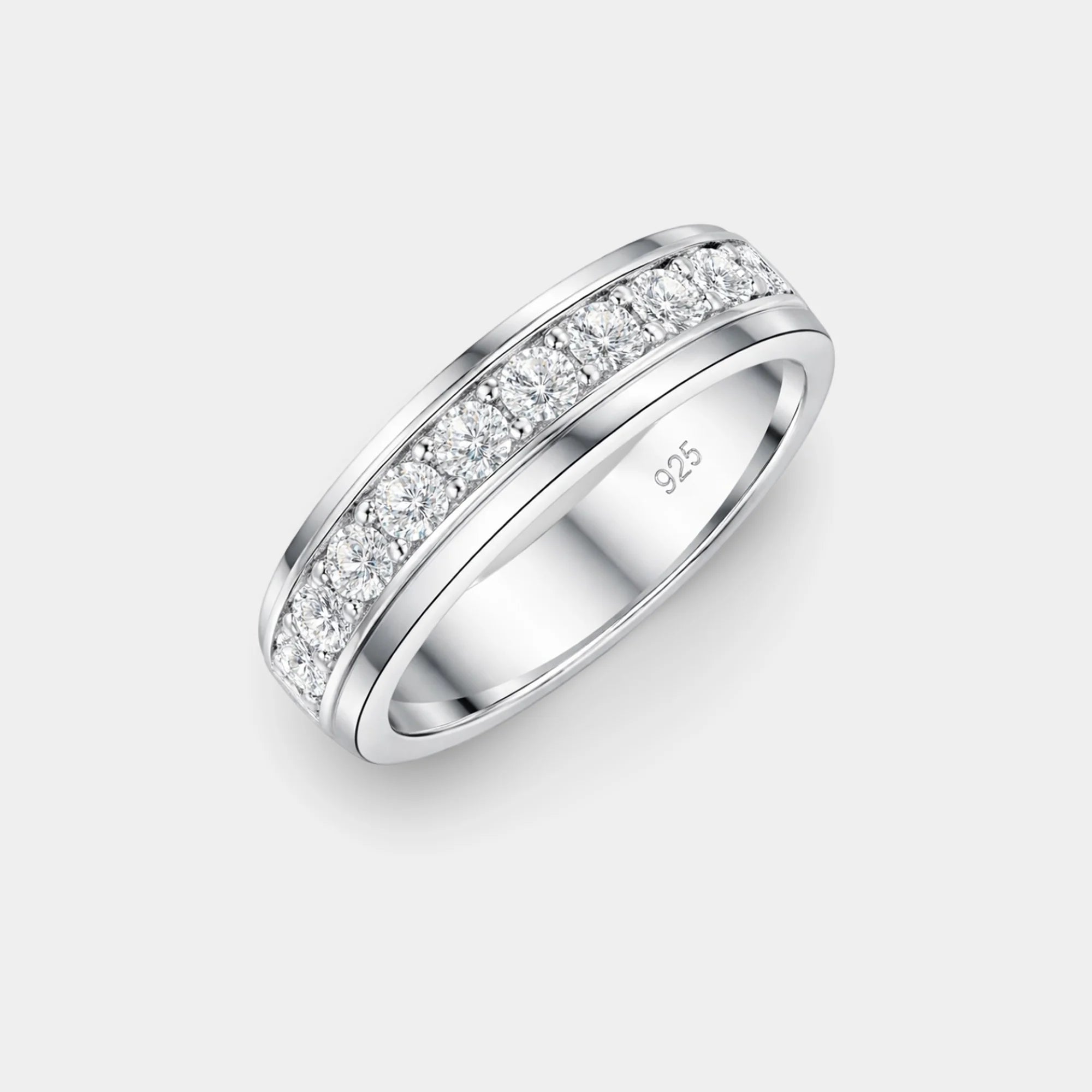 Men's Round Cut Moissanite Band | Premium Diamond Alternative Wedding Ring - MH ELEGANCE - Men's Round Cut Moissanite Band | Premium Diamond Alternative Wedding Ring -