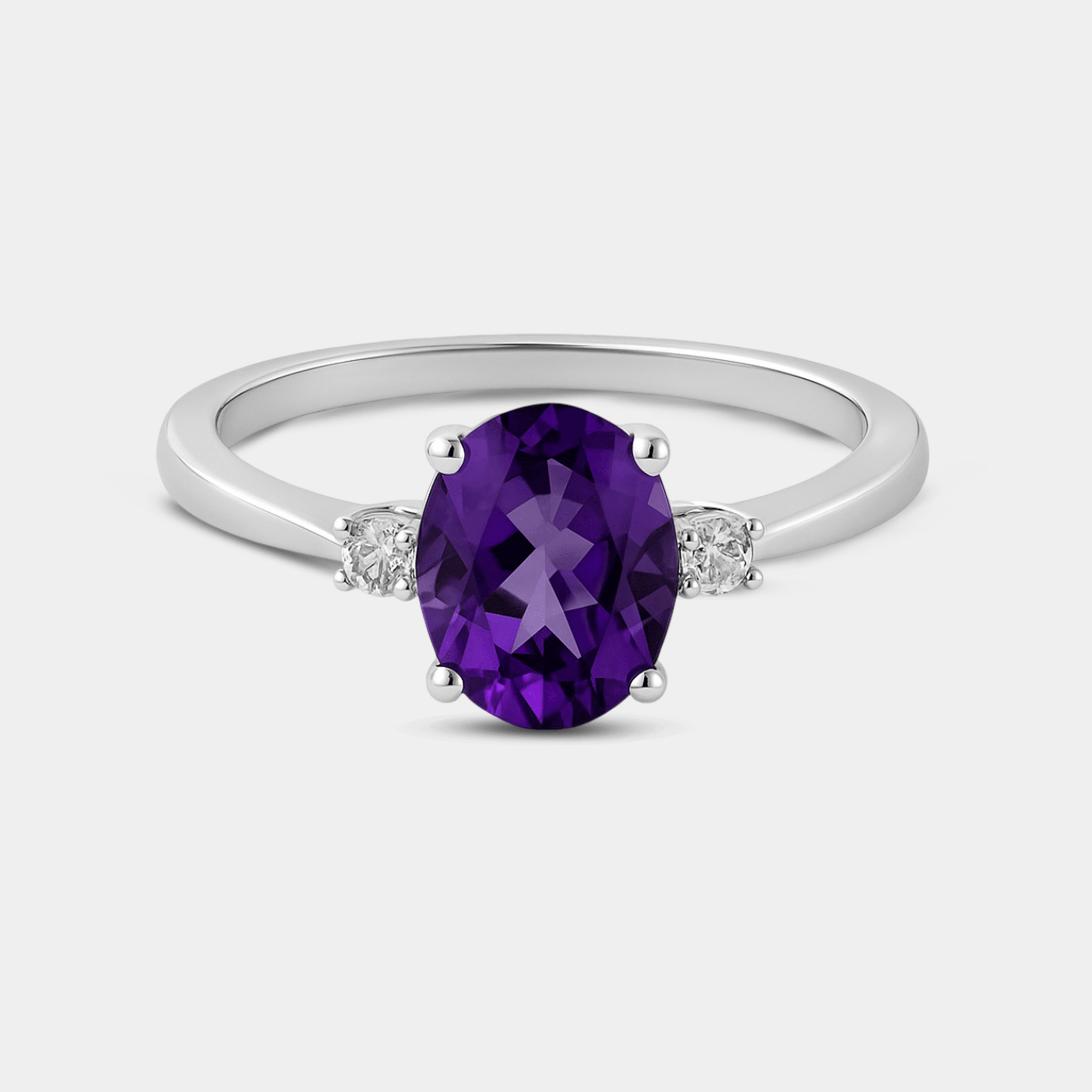 Mira Amethyst 3-Stone Ring - MH ELEGANCE - Mira Amethyst 3-Stone Ring - MH ELEGANCE -