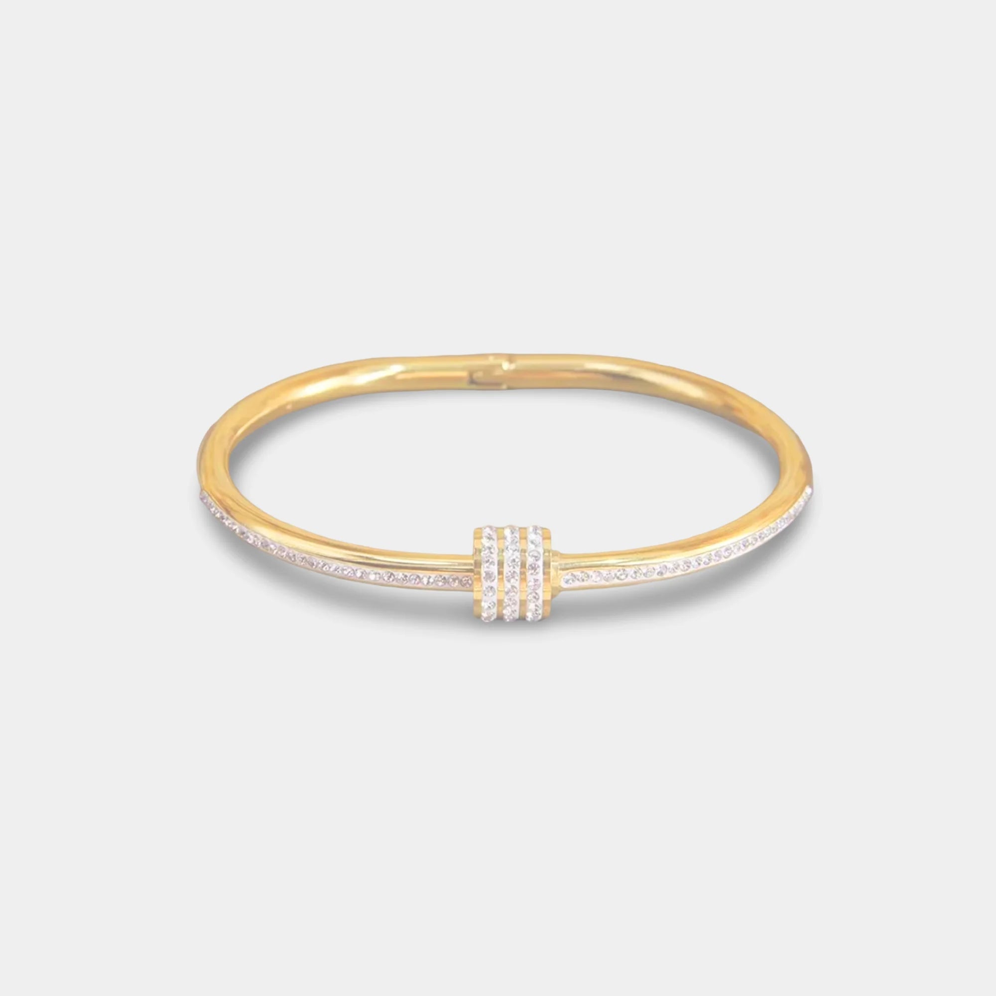 18K gold plated cubic zirconia bracelet shown with its lobster claw clasp