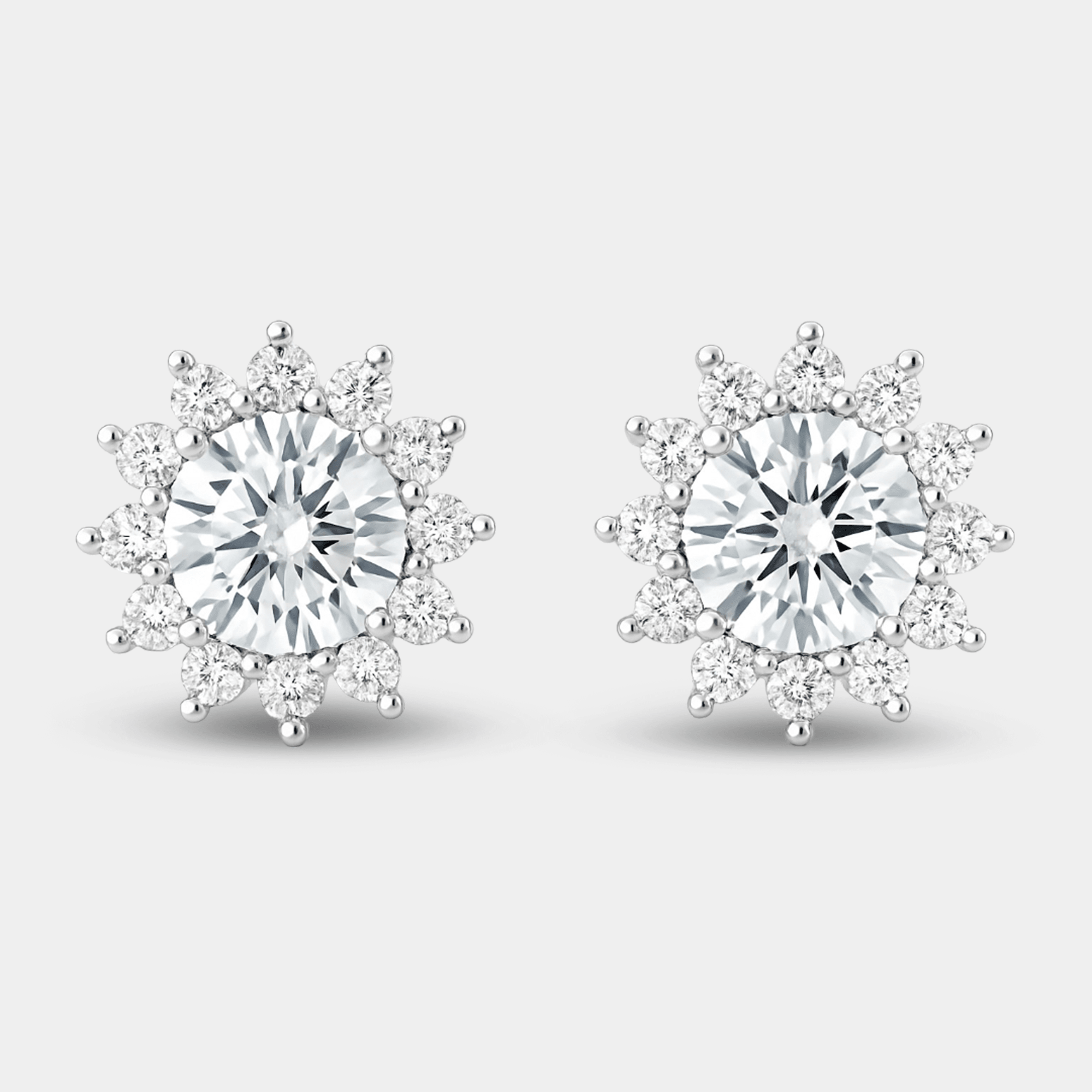 Moissanite Halo Stud Earrings - MH ELEGANCE - Moissanite Halo Stud Earrings - MH ELEGANCE -