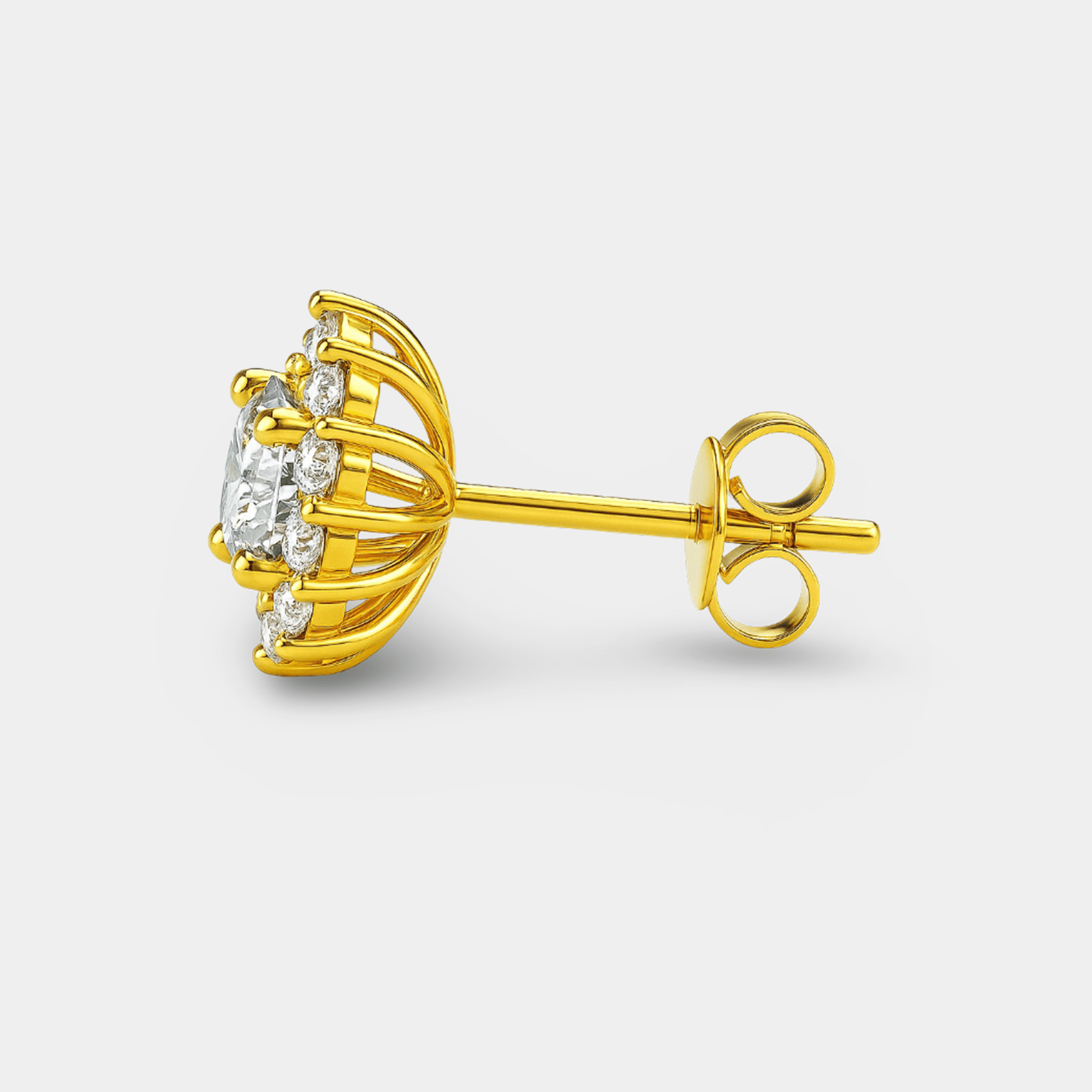 Moissanite Halo Stud Earrings - MH ELEGANCE - Moissanite Halo Stud Earrings - MH ELEGANCE -